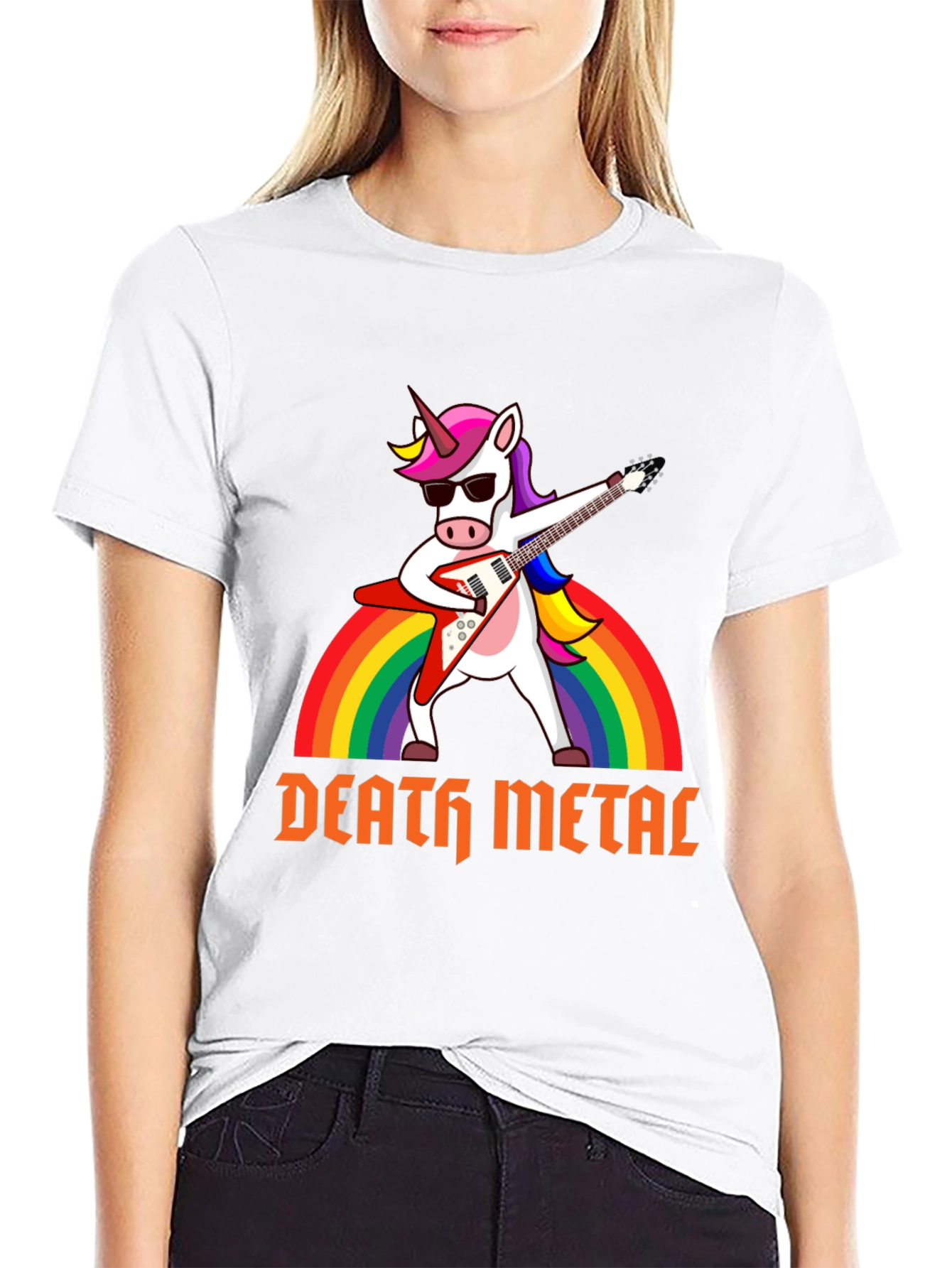 Death Metal Unicorn T-Shirt Rocker Rainbow