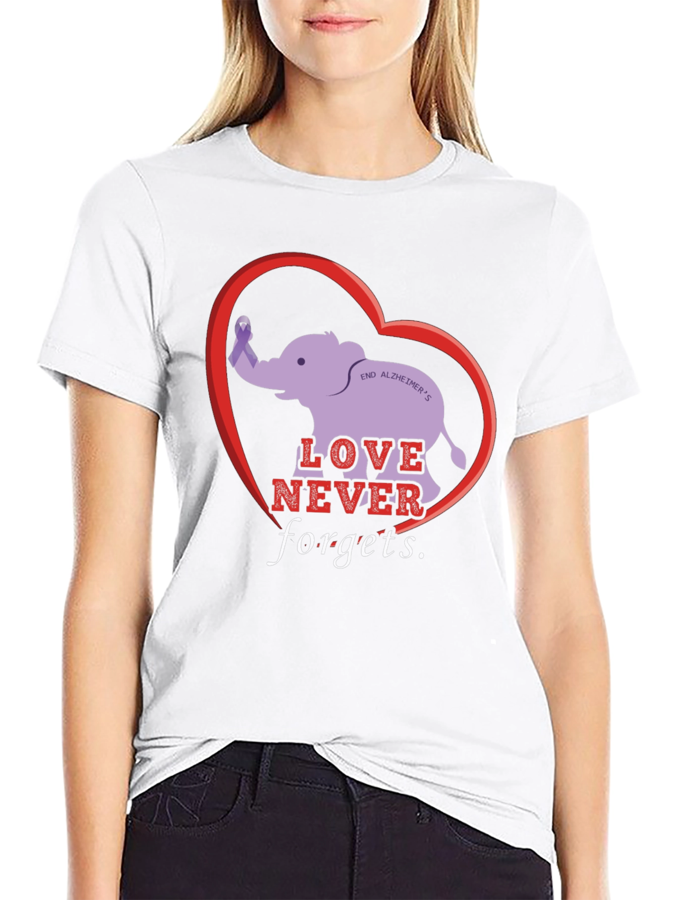Love Never Forgets Alzheimers Awareness T-Shirt