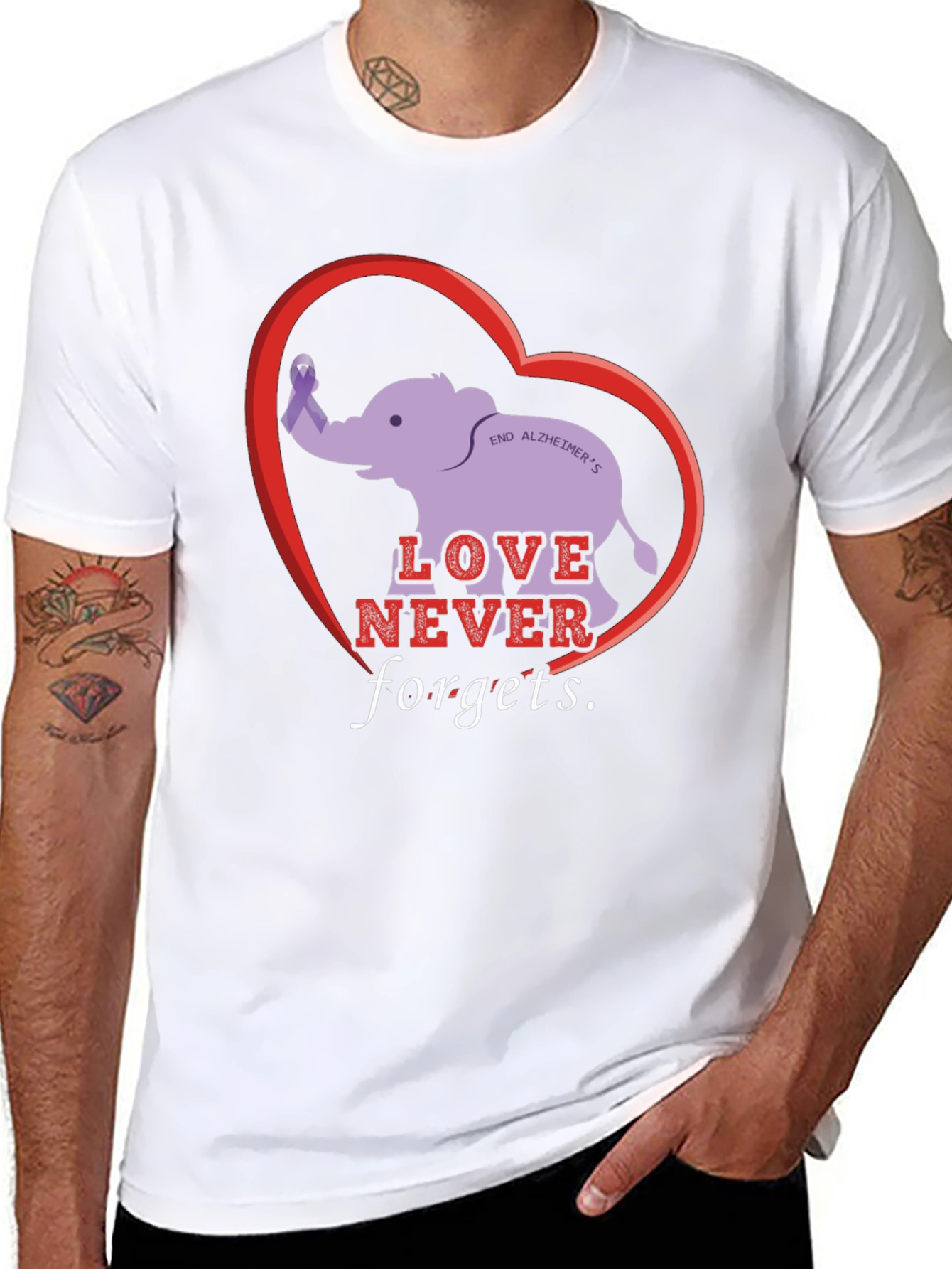 Love Never Forgets Alzheimers Awareness T-Shirt