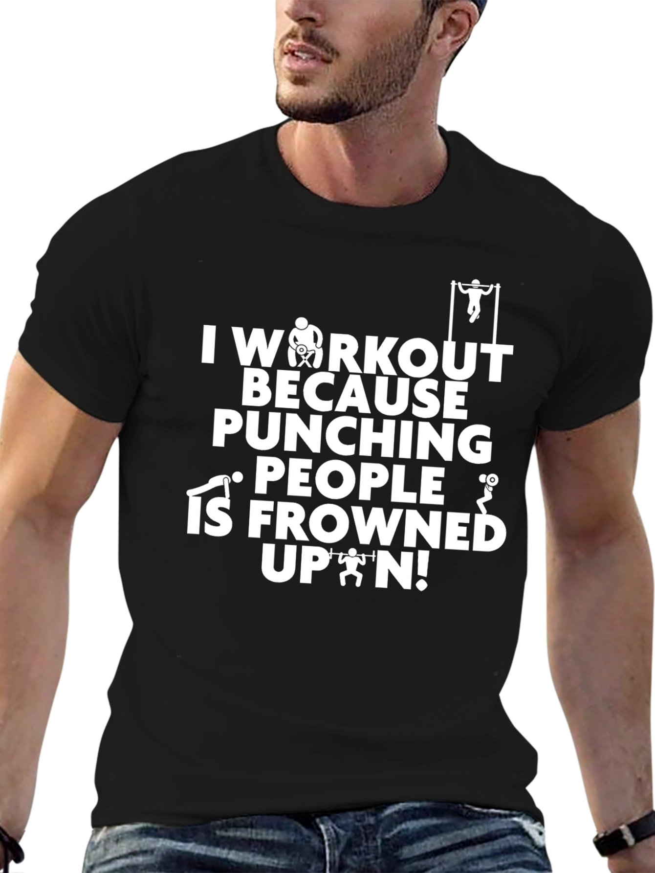 Workout Motivation T-Shirt: Punching People Frowned Upon!