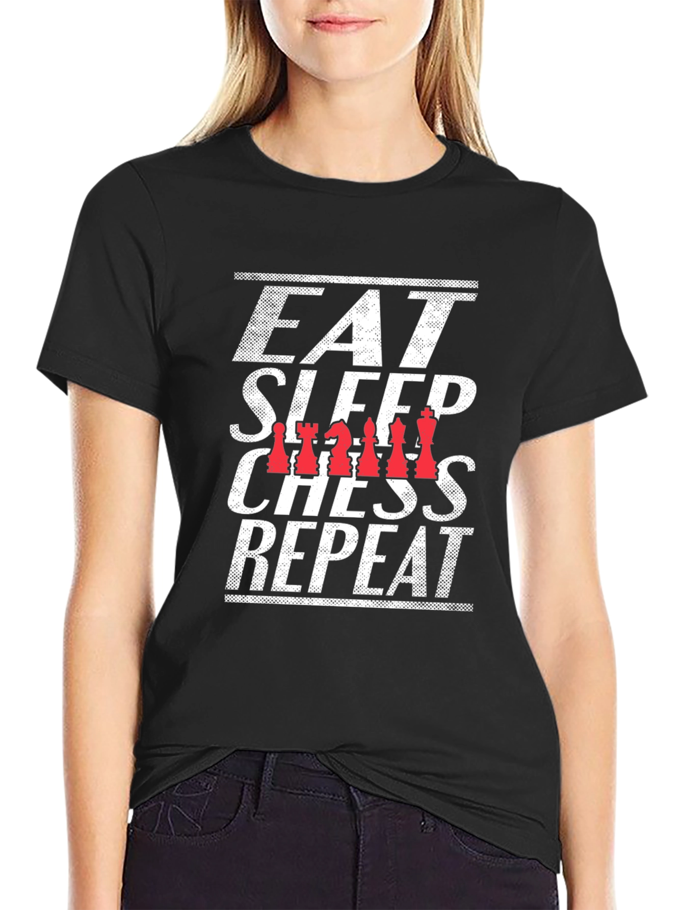Eat Sleep Chess Repeat Black Graphic T-Shirt