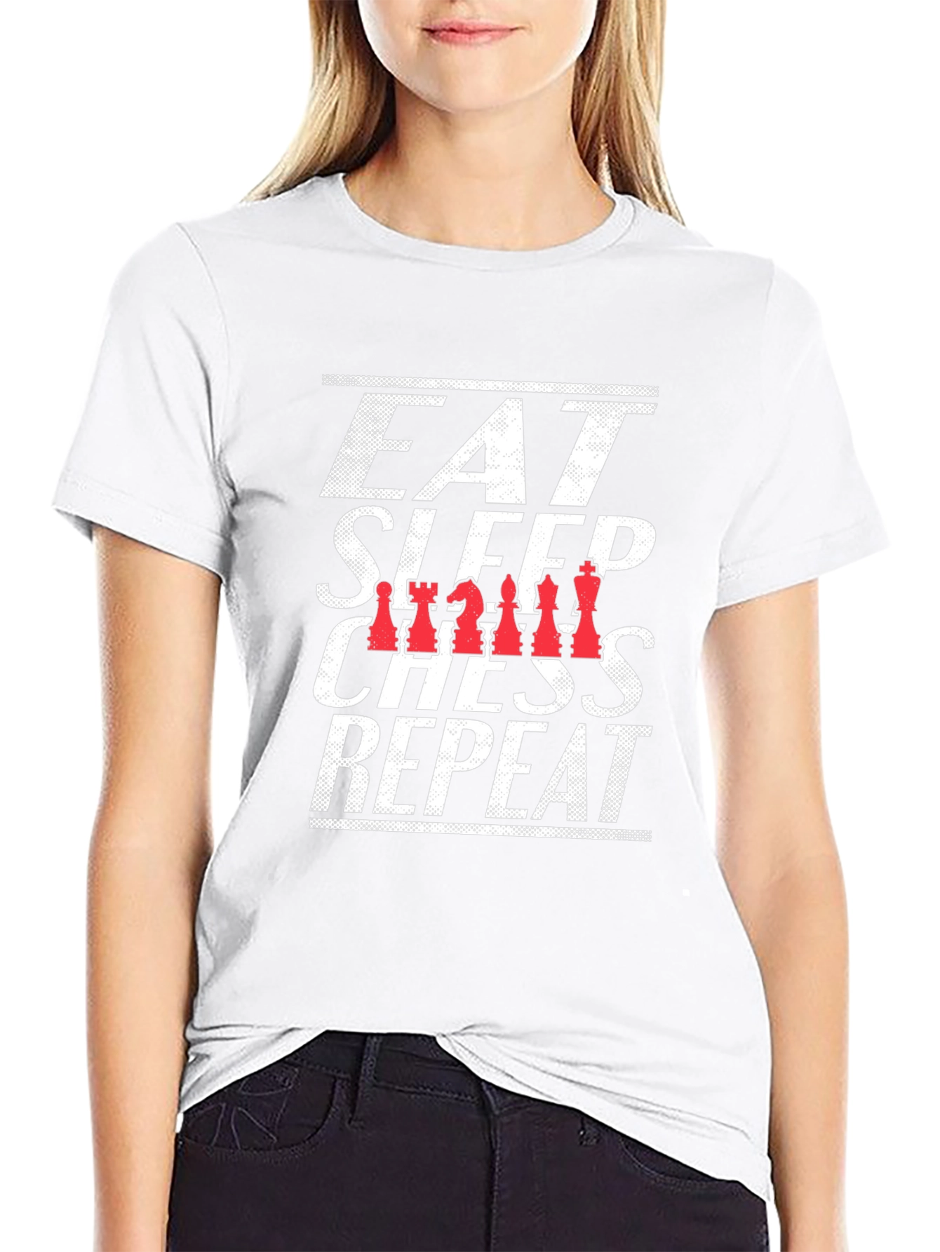Eat Sleep Chess Repeat Black Graphic T-Shirt