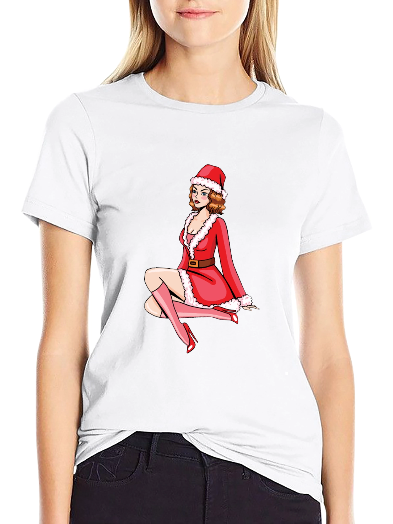 Festive Santa Girl Graphic Tee