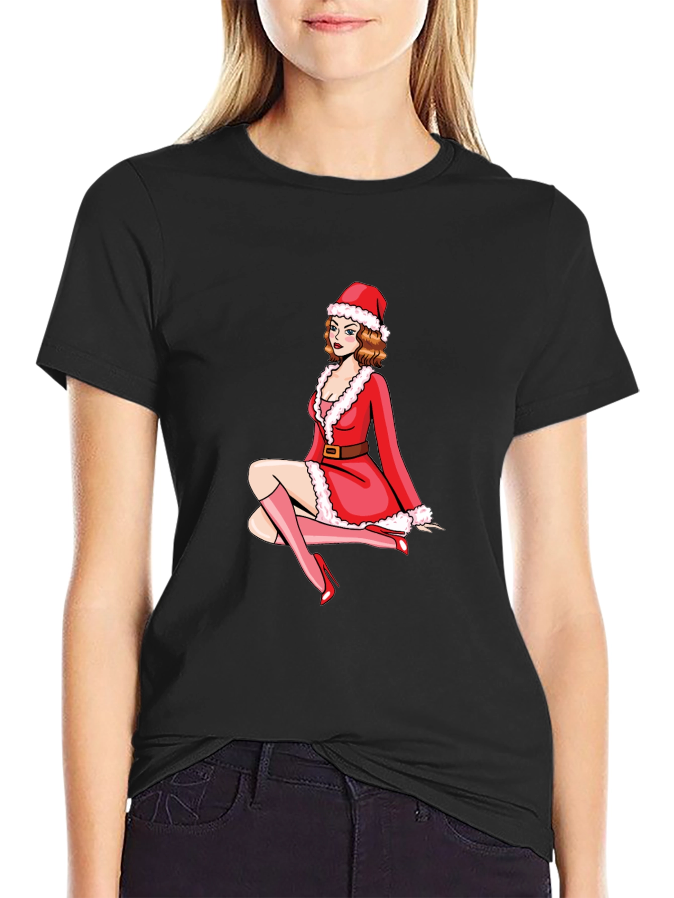Festive Santa Girl Graphic Tee