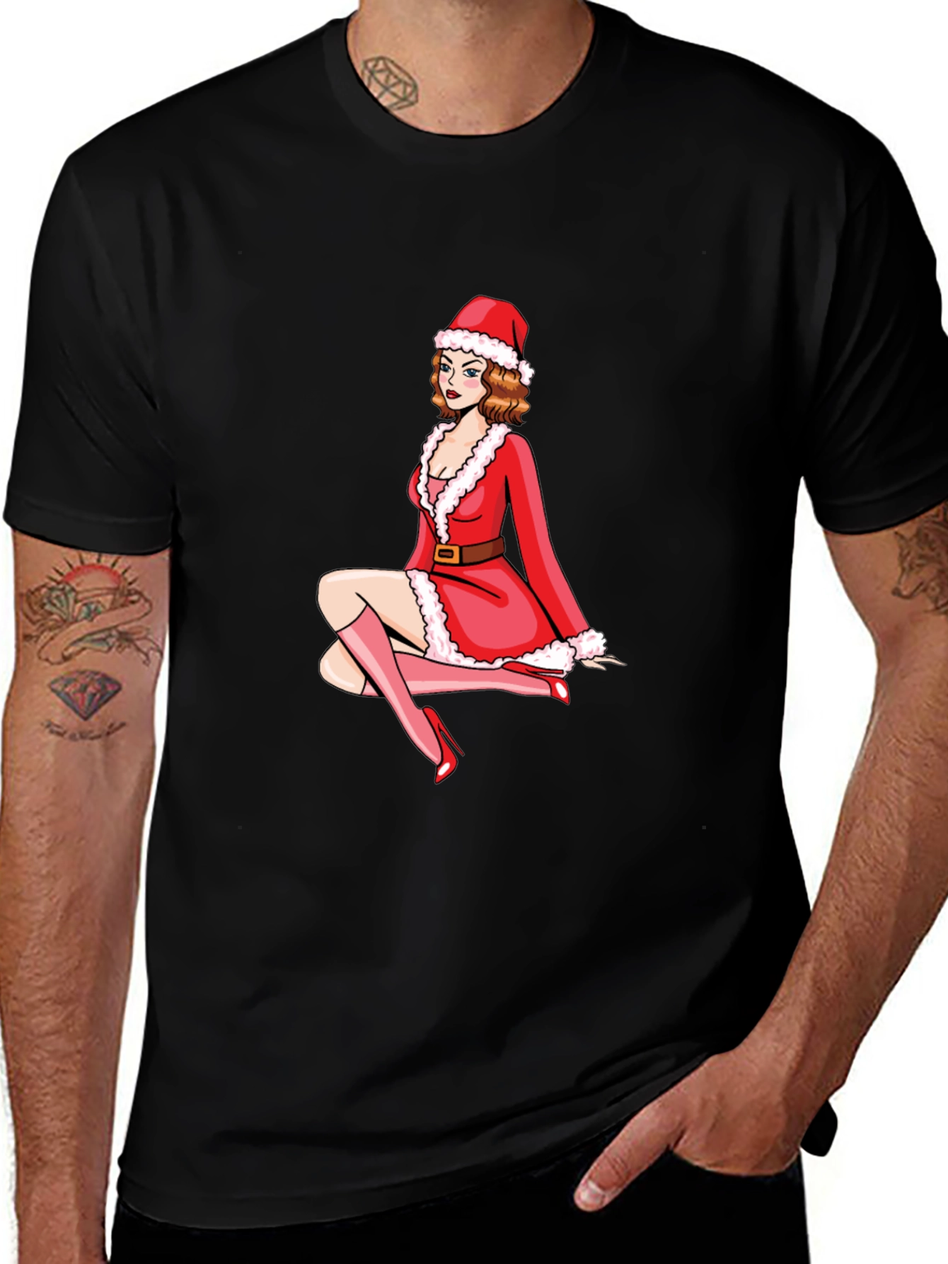 Festive Santa Girl Graphic Tee