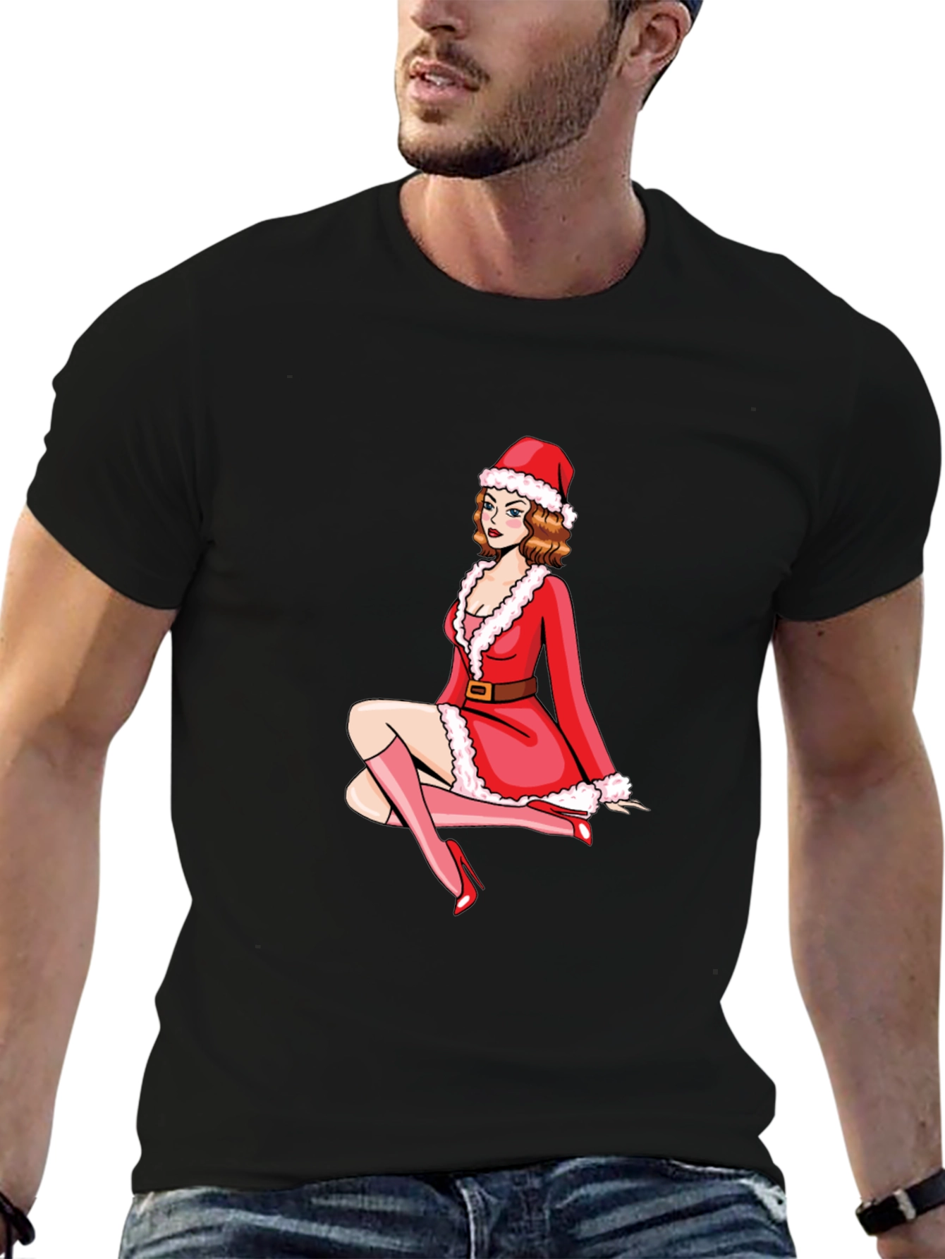 Festive Santa Girl Graphic Tee