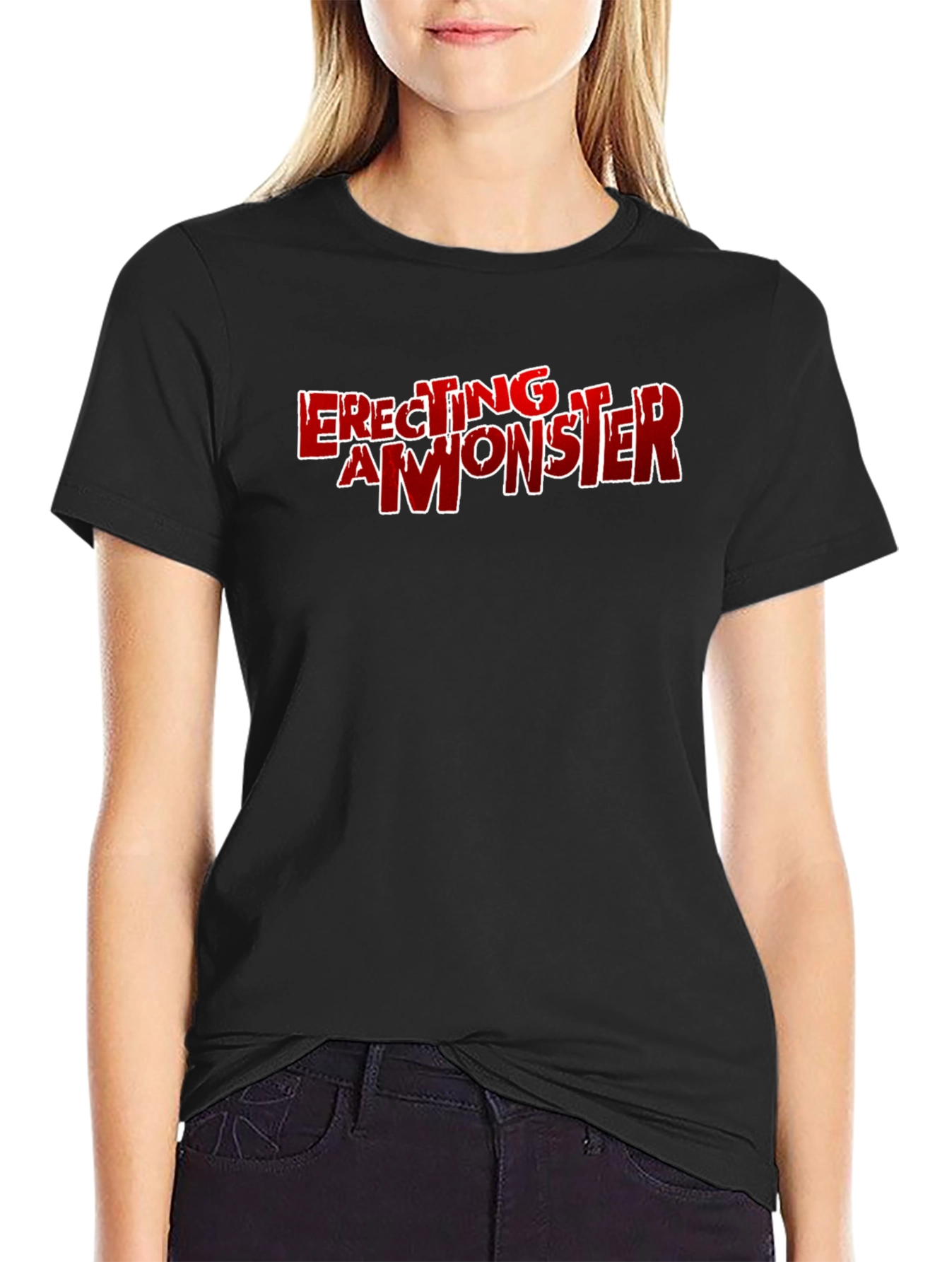 Erecting a Monster Graphic T-Shirt - Black