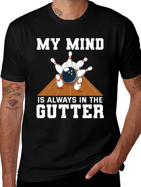 Bowling Humor T-Shirt - Mind in the Gutter Tee