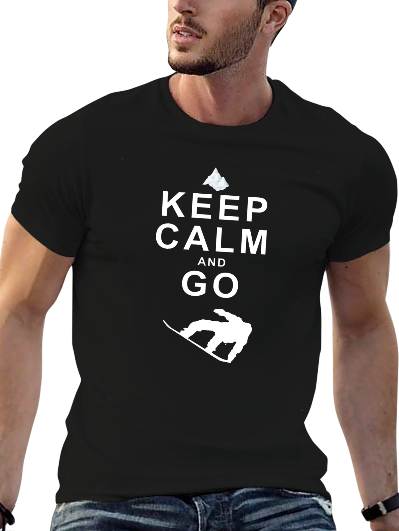 Keep Calm and Go Snowboarding Black T-Shirt
