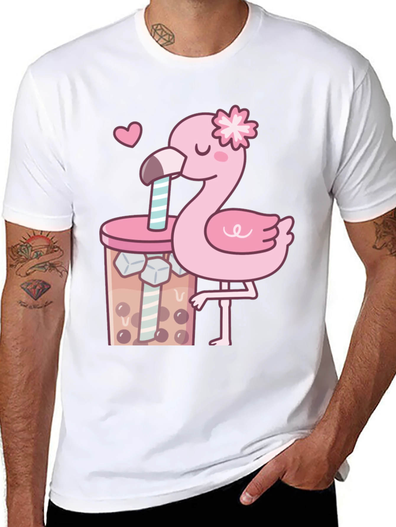 Cute Flamingo Bubble Tea Graphic Tee