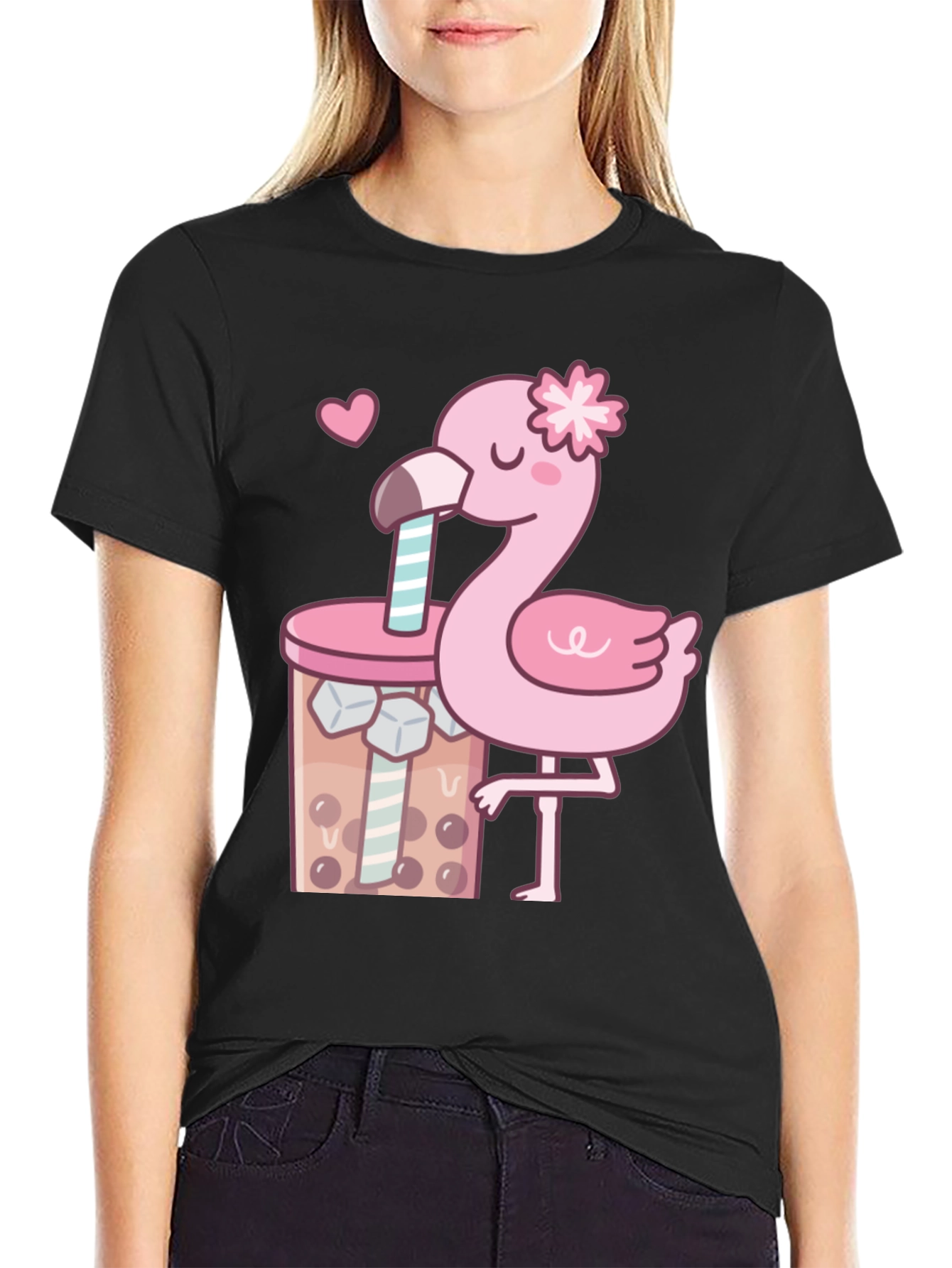 Cute Flamingo Bubble Tea Graphic Tee