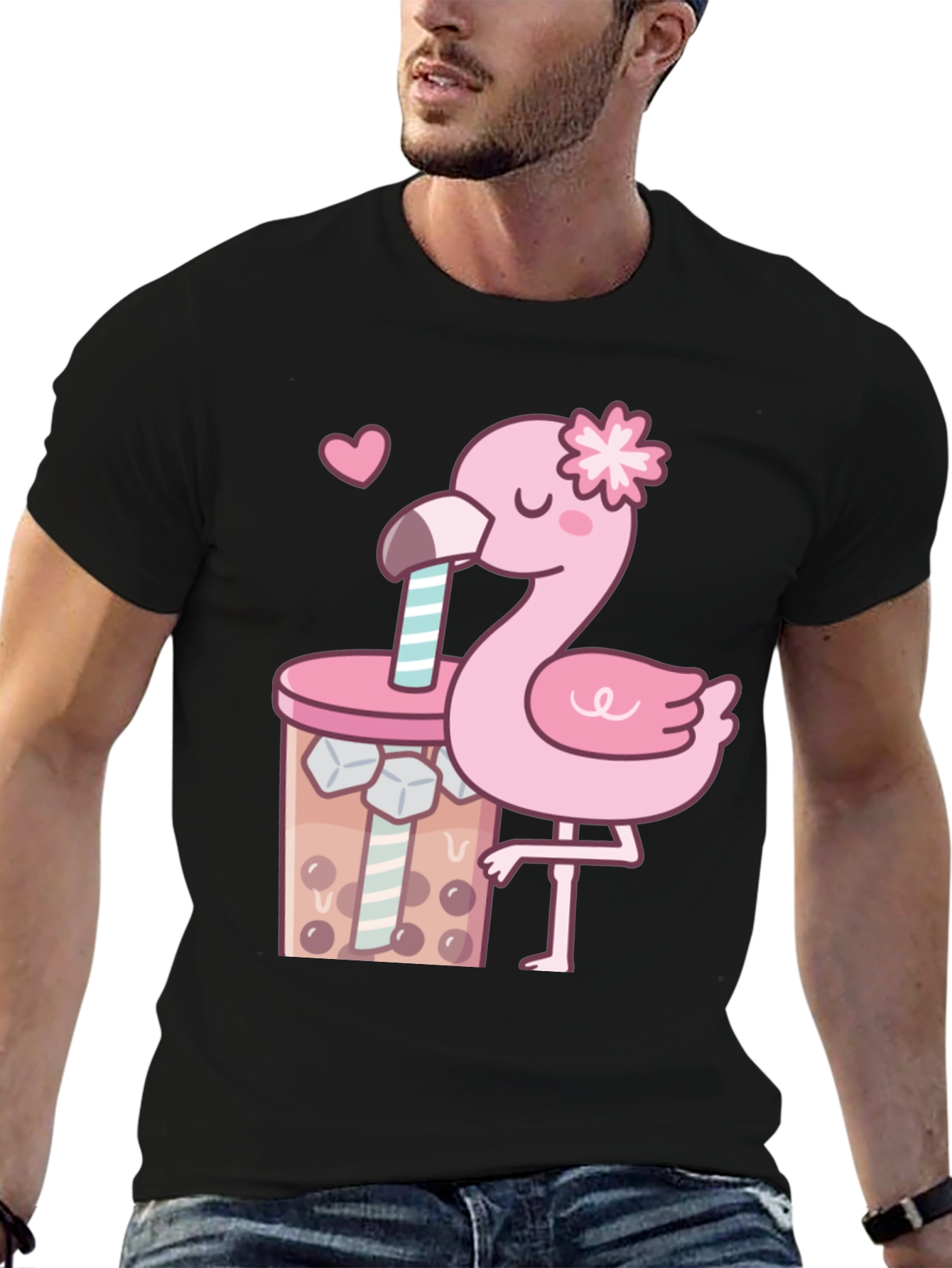 Cute Flamingo Bubble Tea Graphic Tee