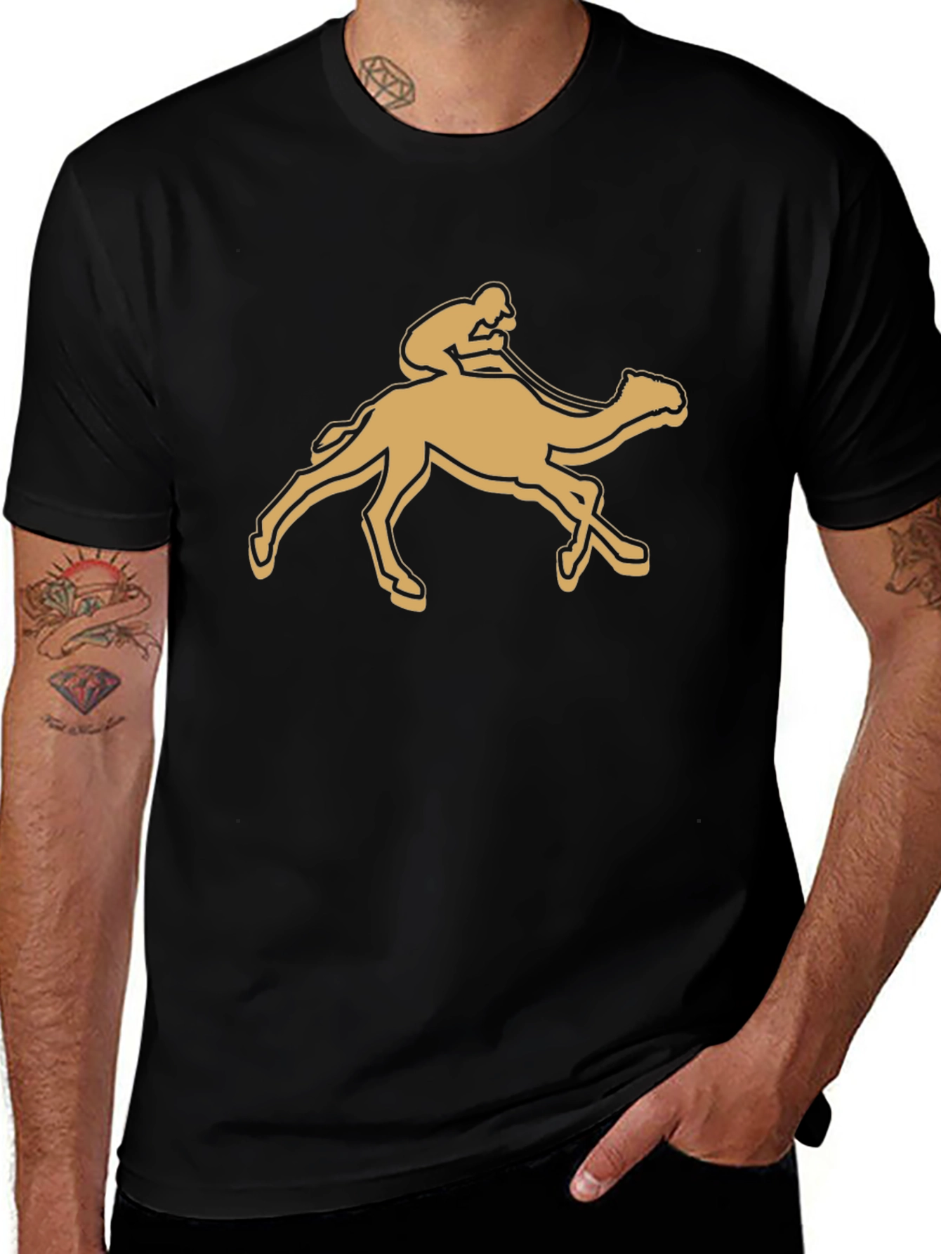 Camel Rider Graphic Tee - Stylish Black T-Shirt