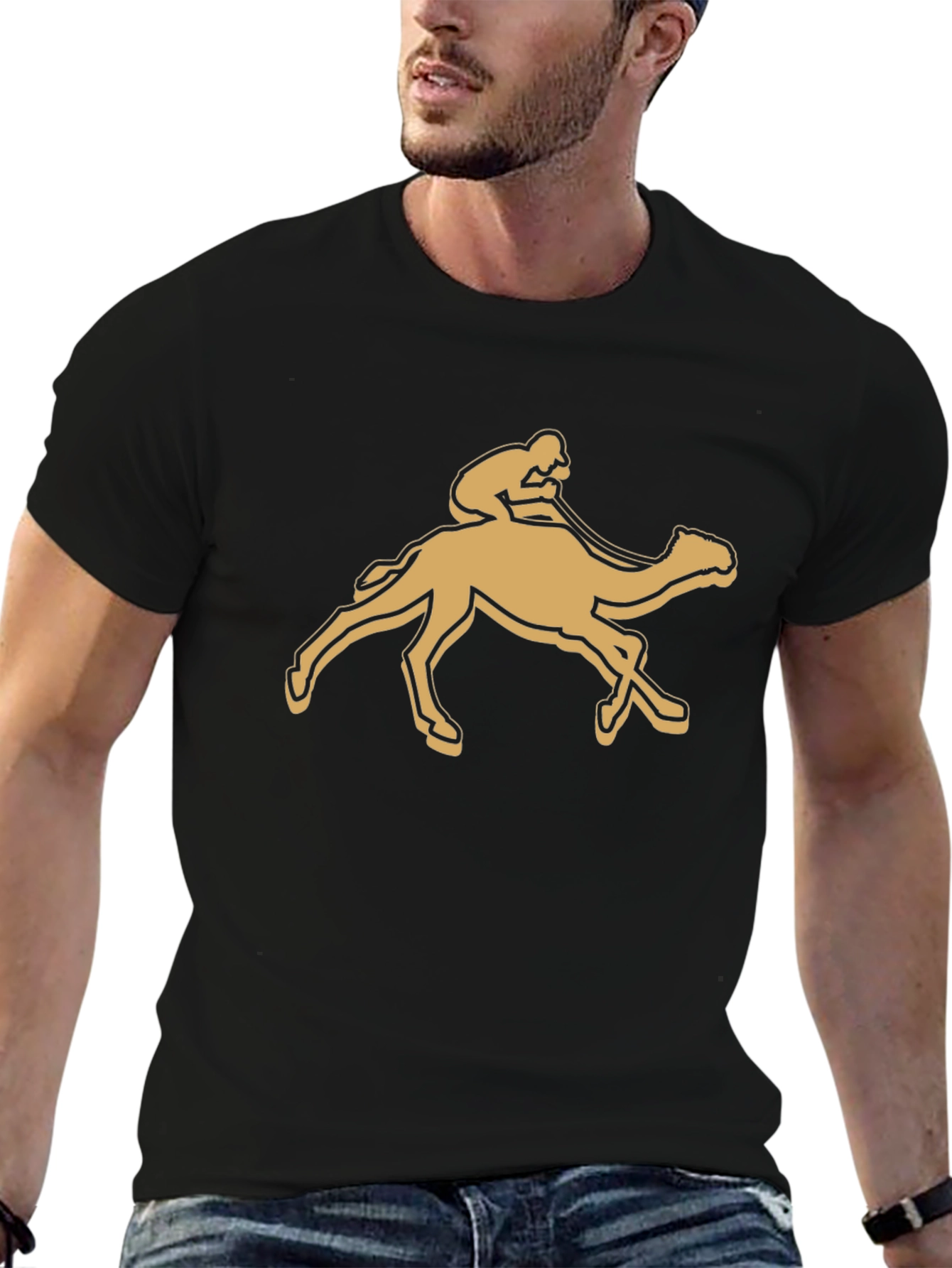 Camel Rider Graphic Tee - Stylish Black T-Shirt