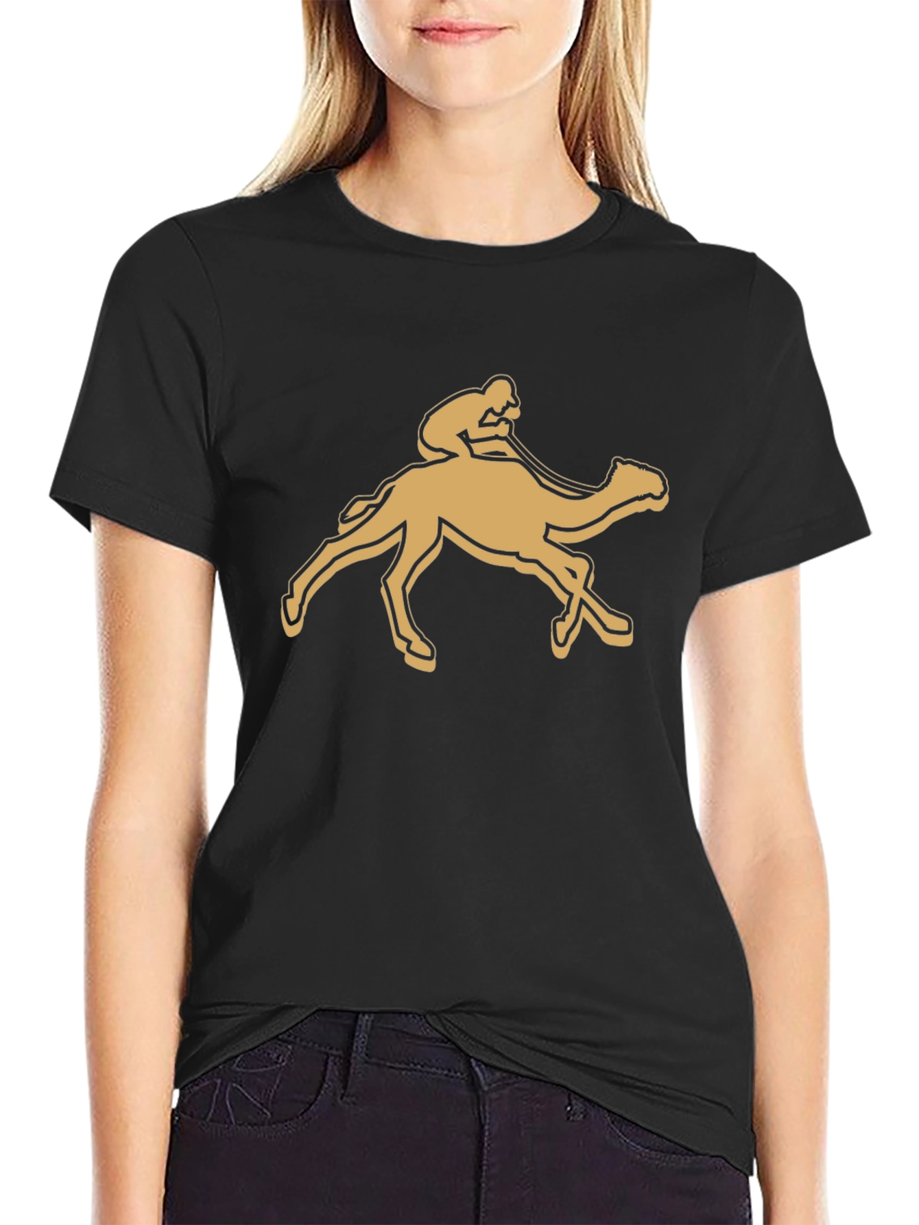 Camel Rider Graphic Tee - Stylish Black T-Shirt