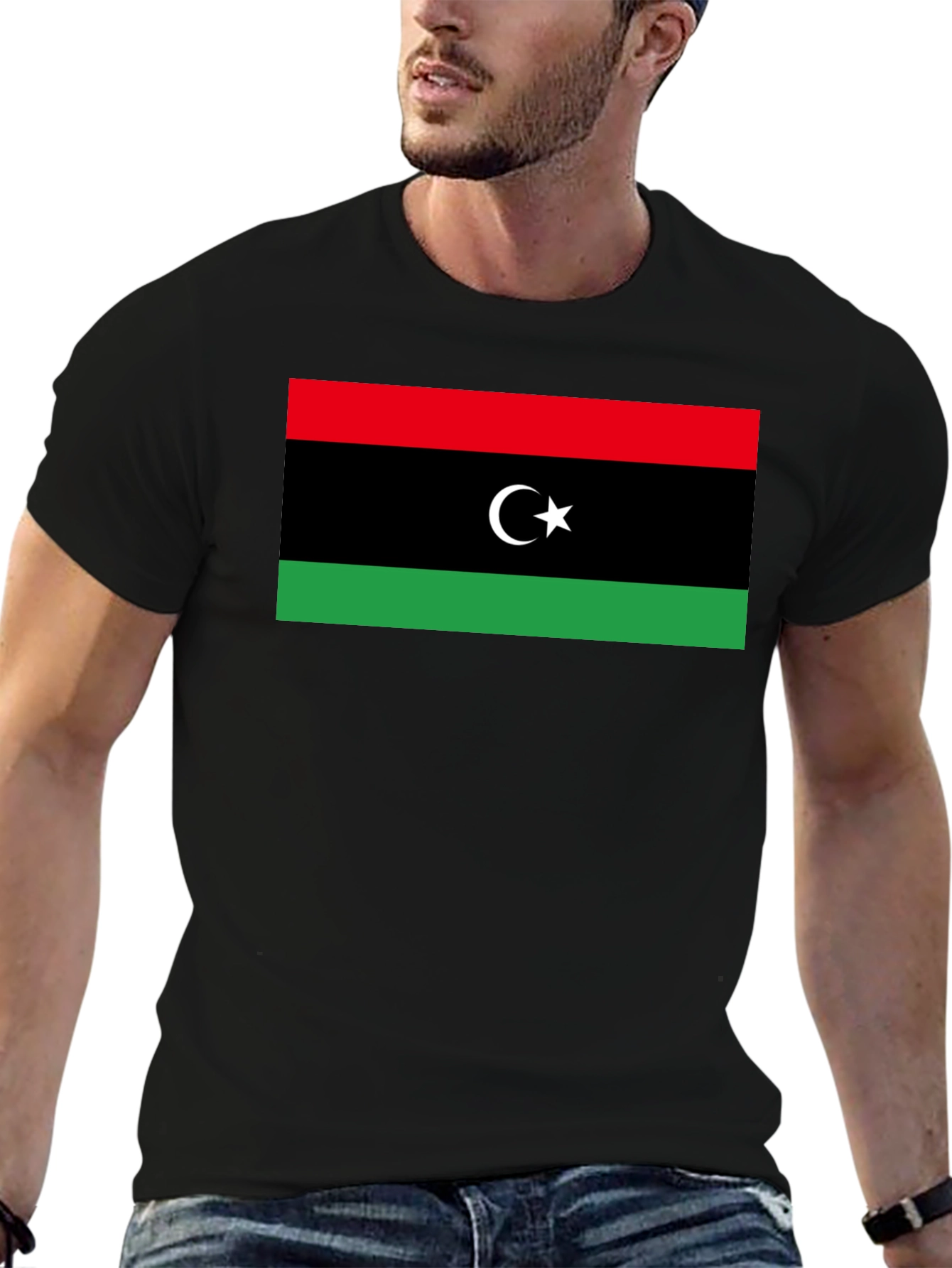 Libya Flag T-Shirt - Black Cotton Tee