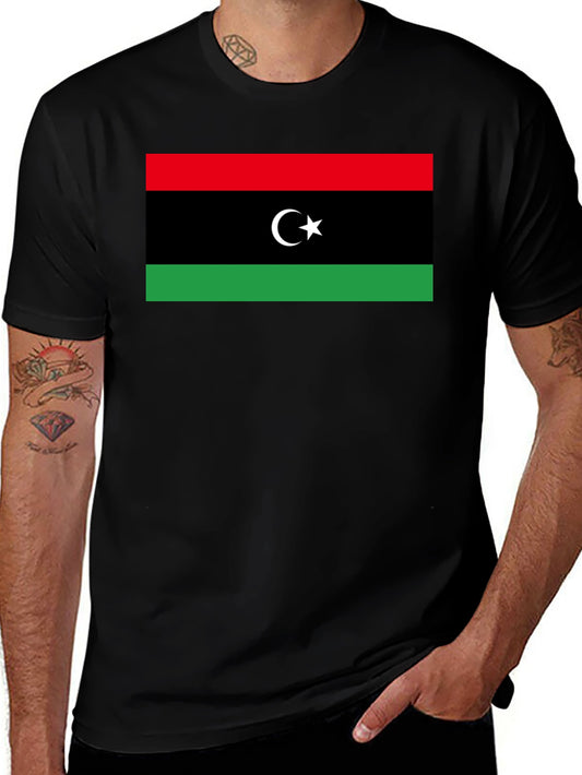 Libya Flag T-Shirt - Black Cotton Tee