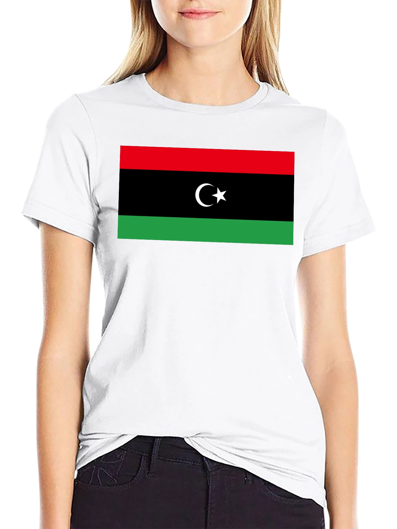 Libya Flag T-Shirt - Black Cotton Tee