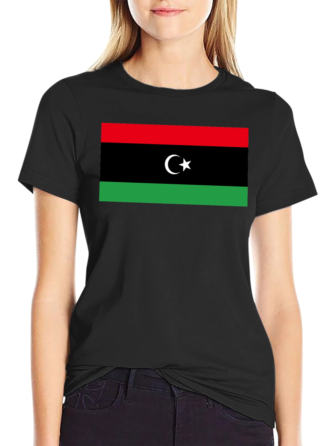Libya Flag T-Shirt - Black Cotton Tee