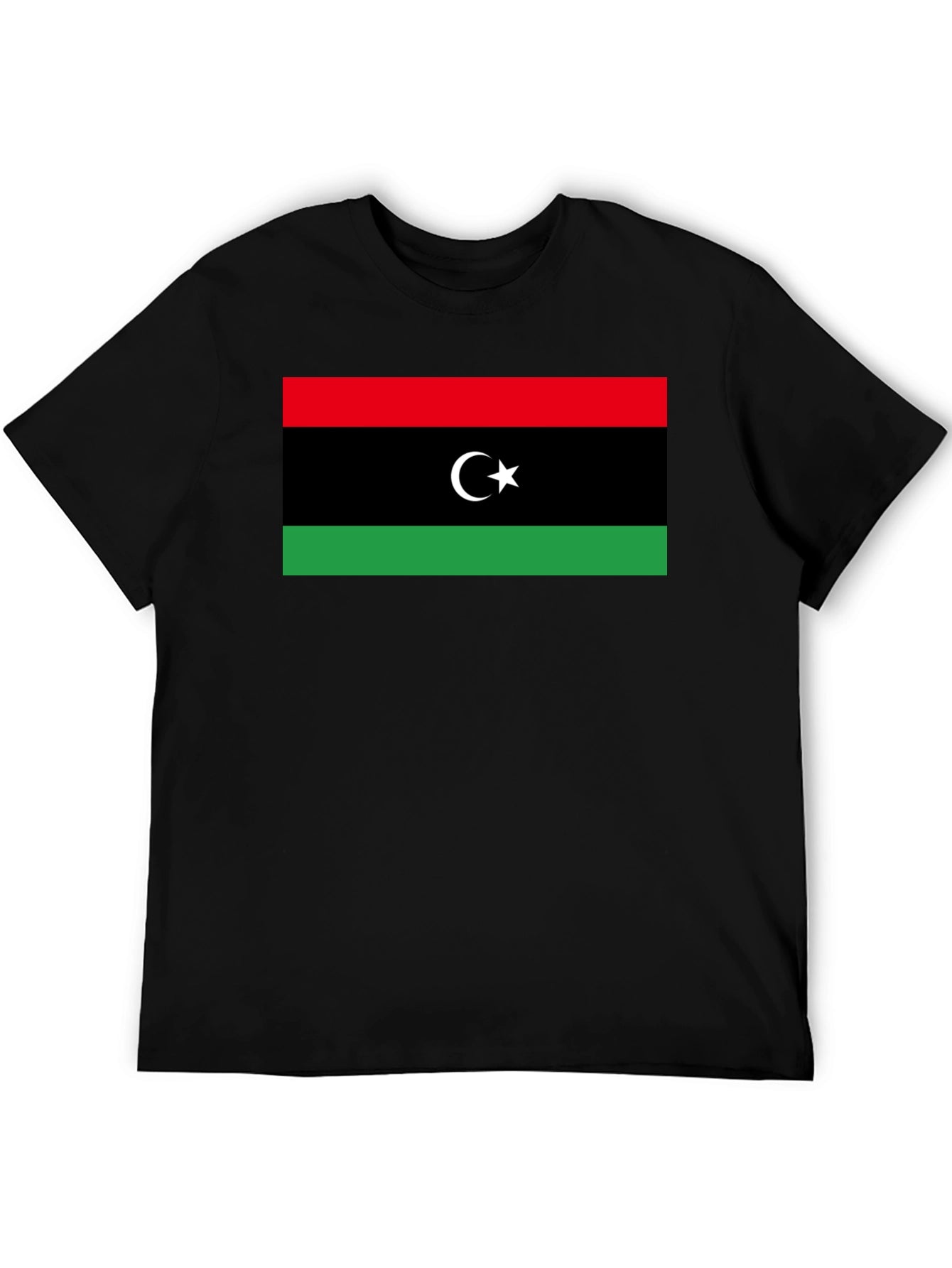 Libya Flag T-Shirt - Black Cotton Tee