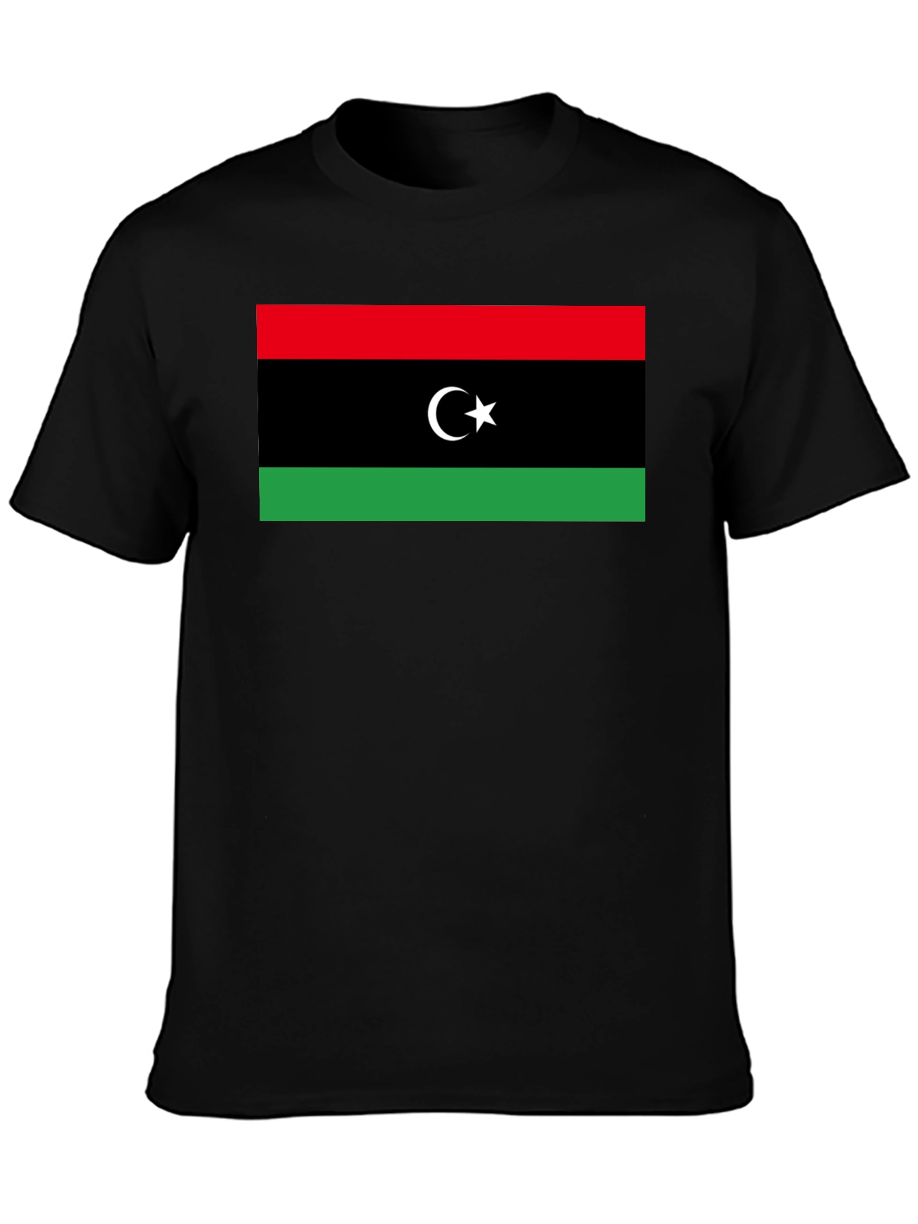Libya Flag T-Shirt - Black Cotton Tee