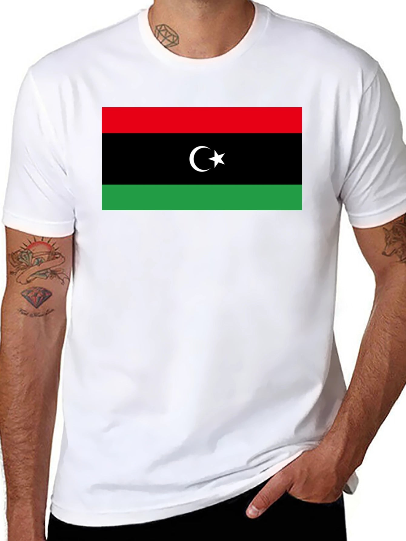 Libya Flag T-Shirt - Black Cotton Tee