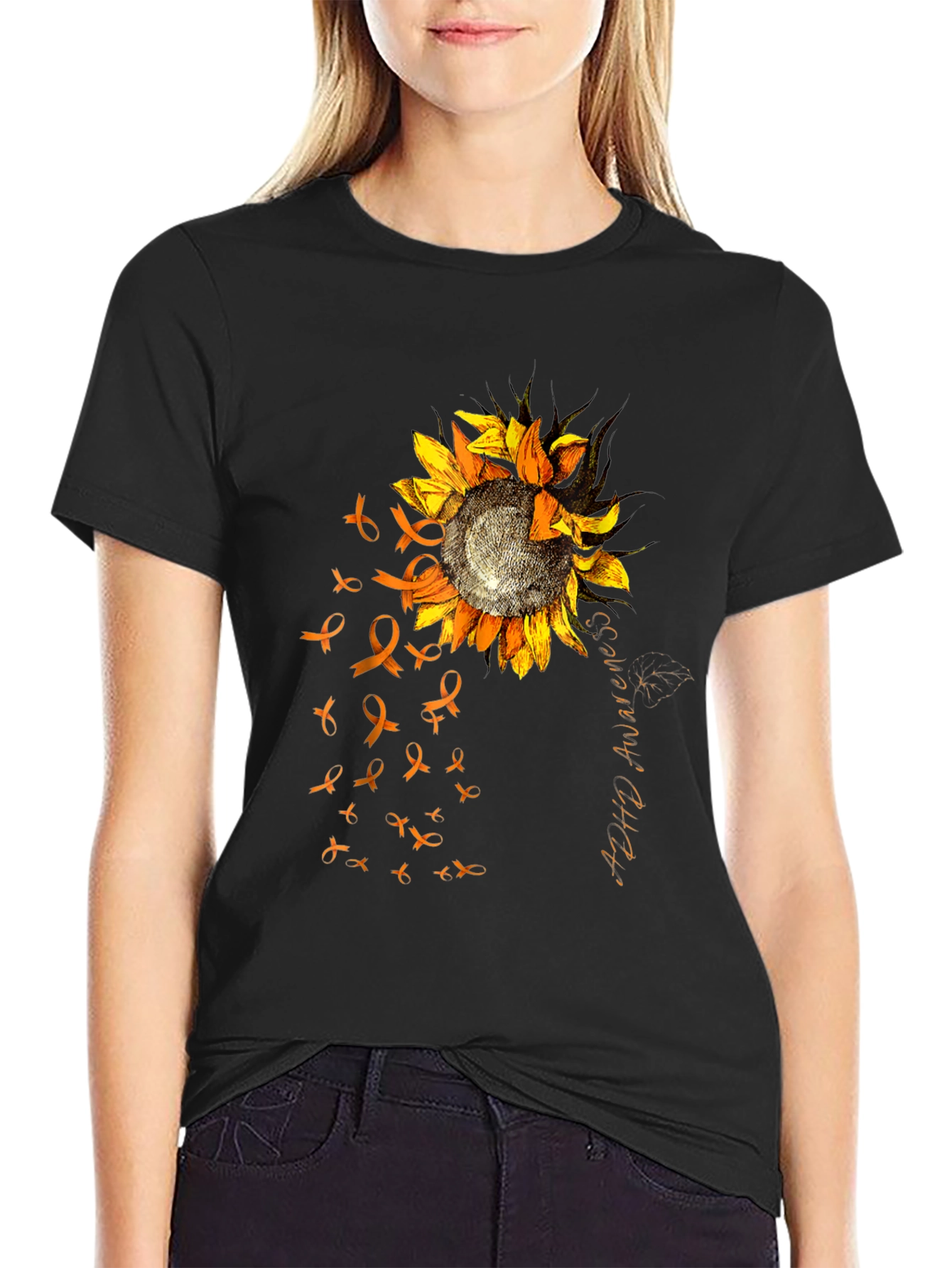 ADHD Awareness Sunflower Ribbon T-Shirt
