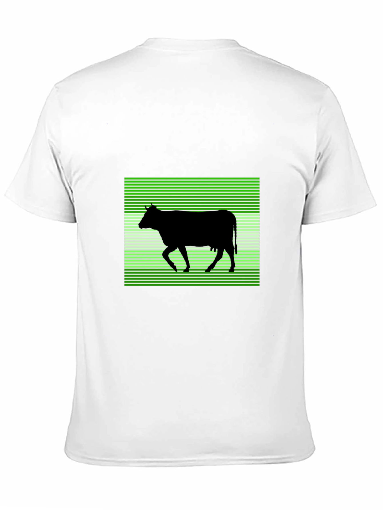 Cow Silhouette T-Shirt: Green Stripe Pattern