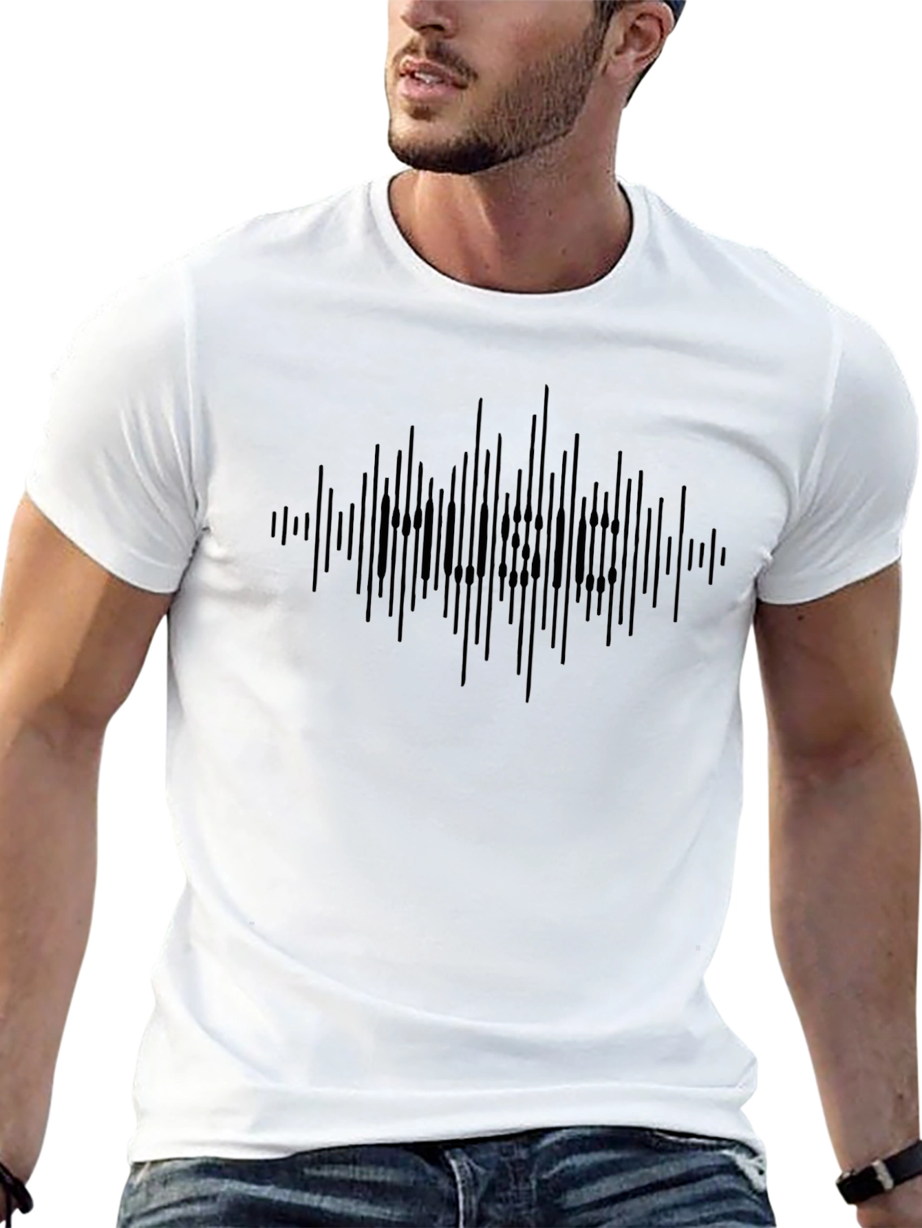 Black Soundwave Graphic Tee - Modern Design