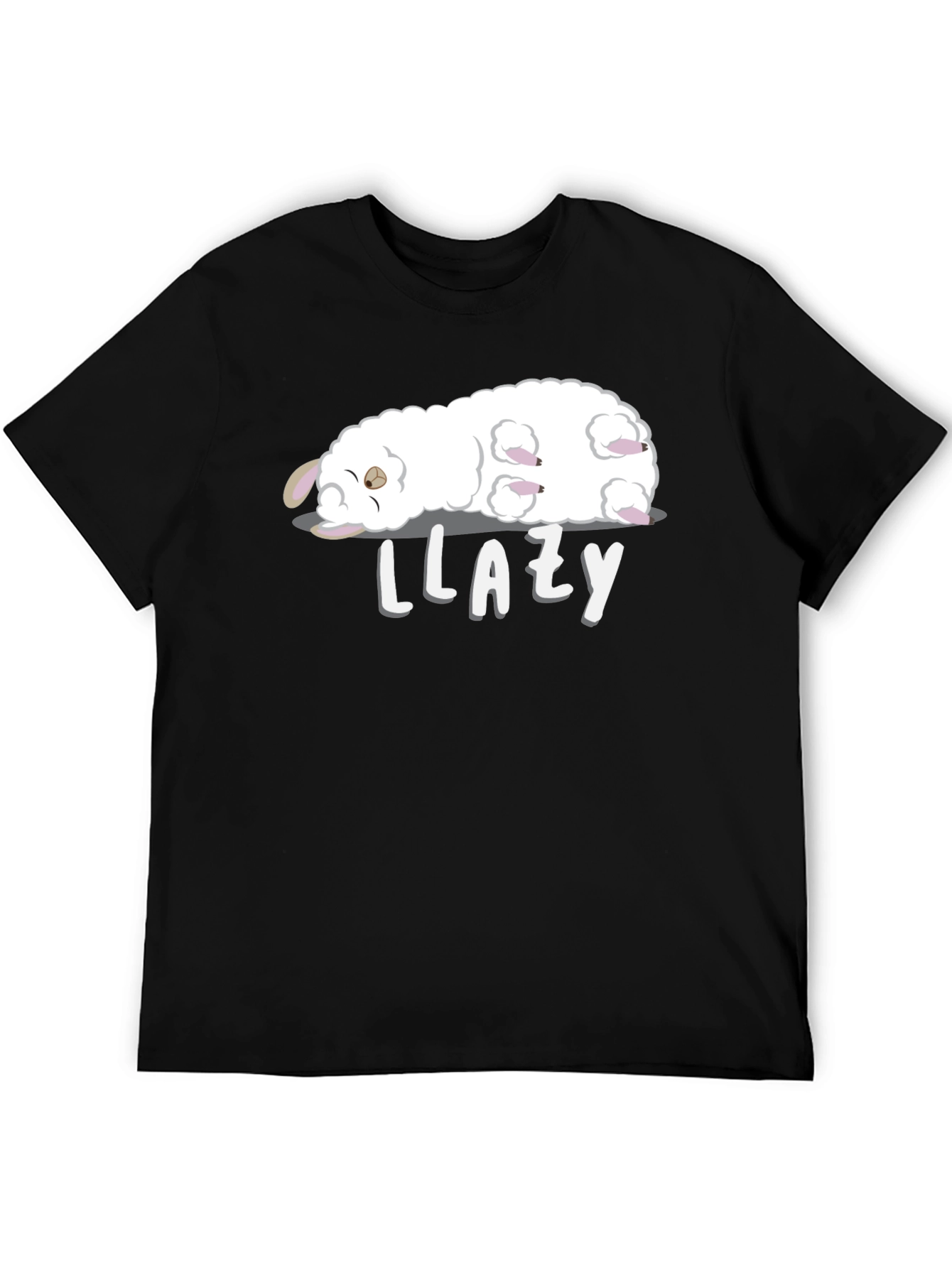 Llazy Llama Black T-Shirt - Cute Cartoon Graphic Tee