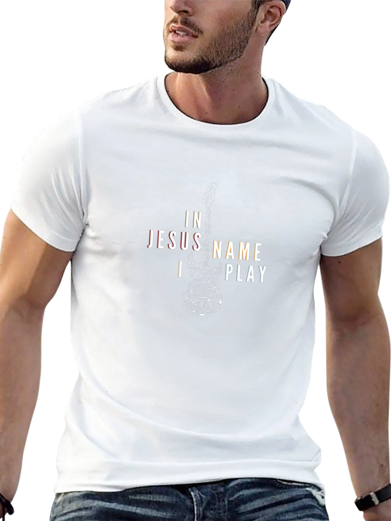 In Jesus Name I Play Guitar T-Shirt
