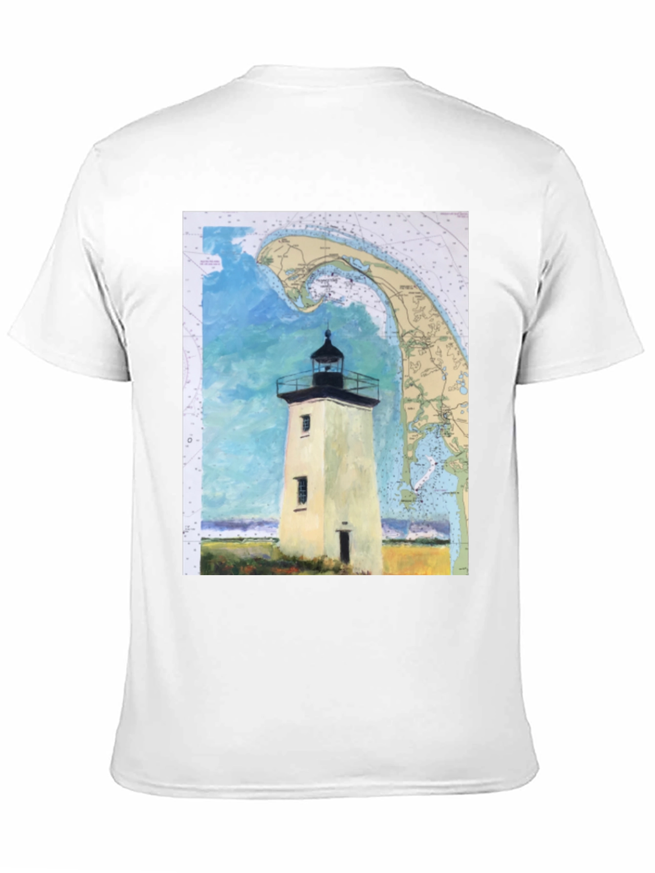 Coastal Lighthouse Map Graphic Tee - Nautical Style