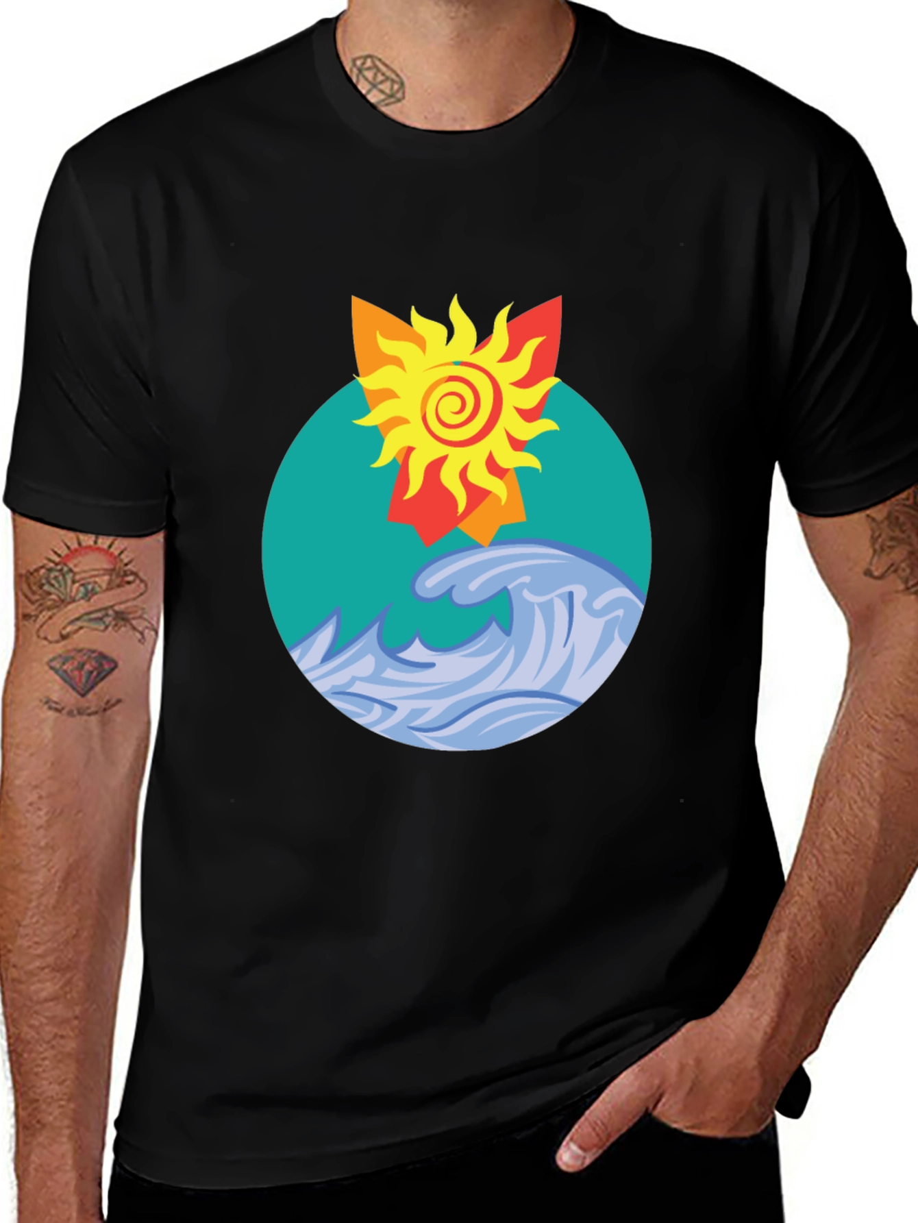 Sun and Wave Graphic T-Shirt