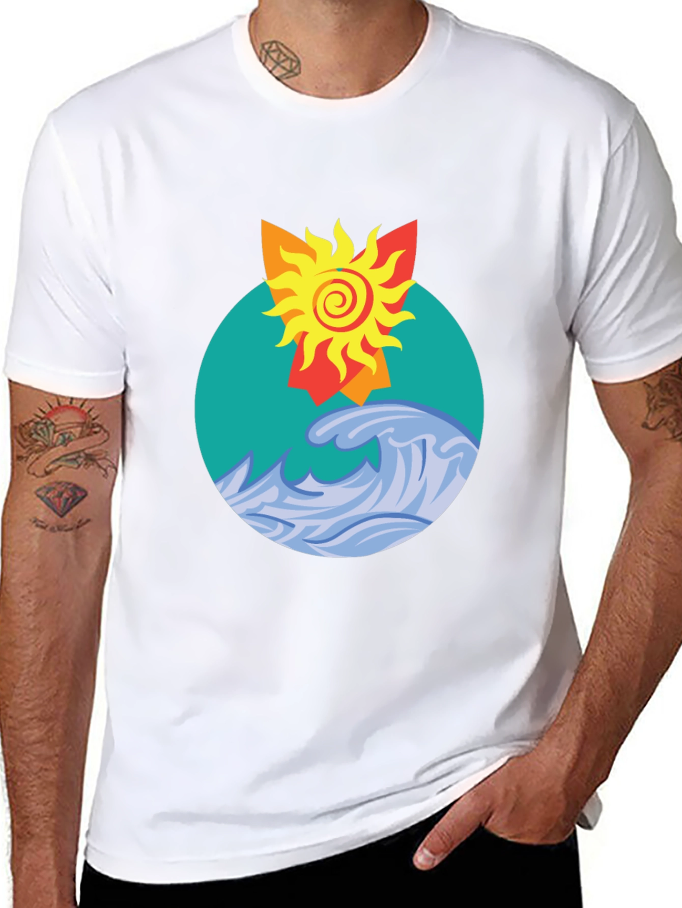 Sun and Wave Graphic T-Shirt
