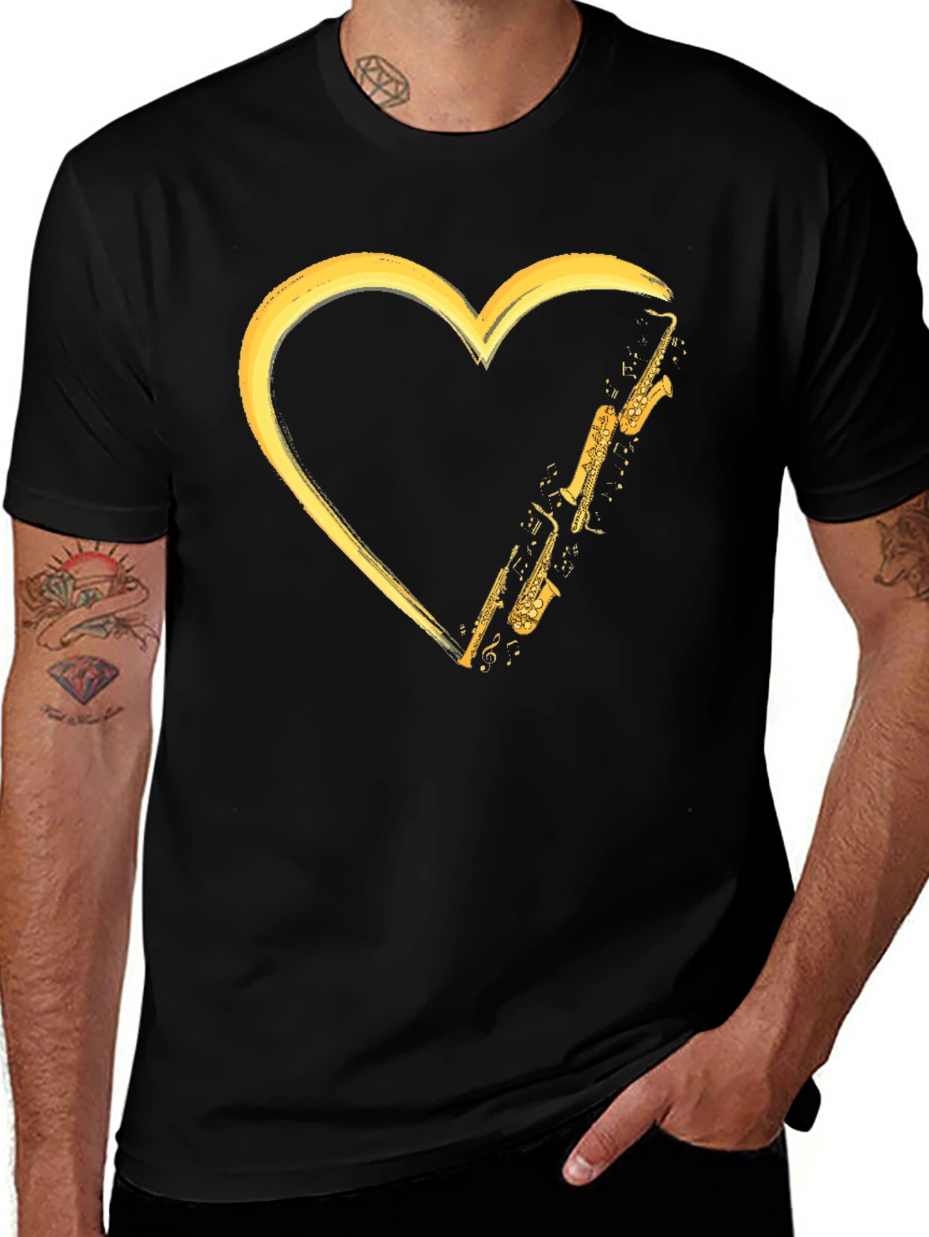Saxophone Heart Graphic Tee - Musicians Love