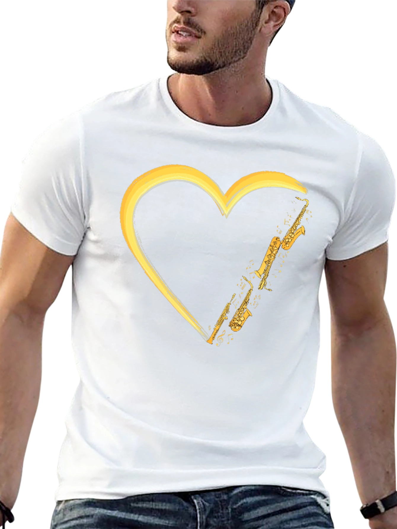 Saxophone Heart Graphic Tee - Musicians Love