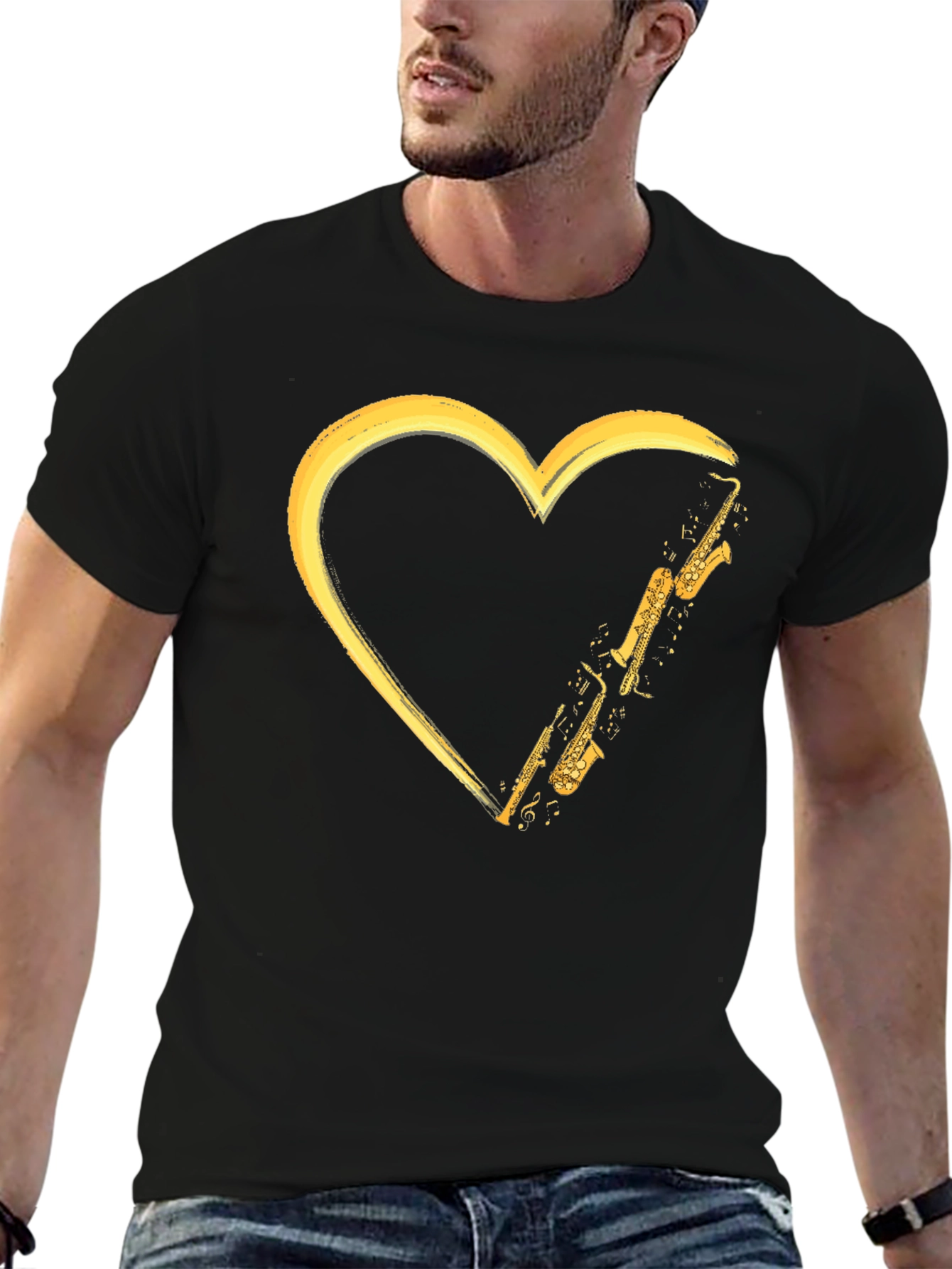 Saxophone Heart Graphic Tee - Musicians Love