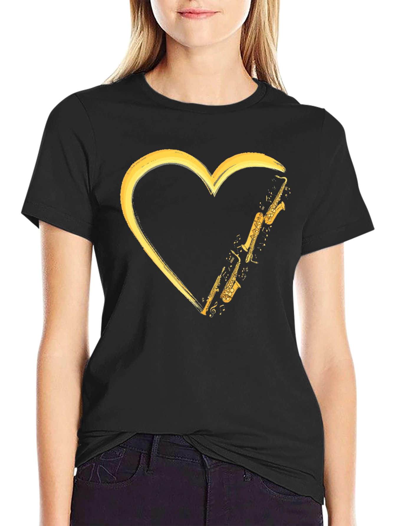 Saxophone Heart Graphic Tee - Musicians Love