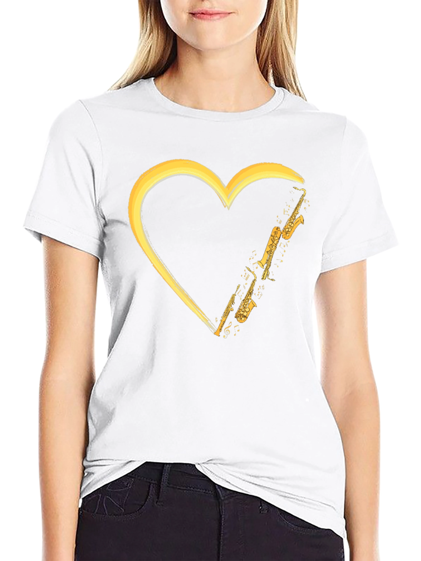Saxophone Heart Graphic Tee - Musicians Love