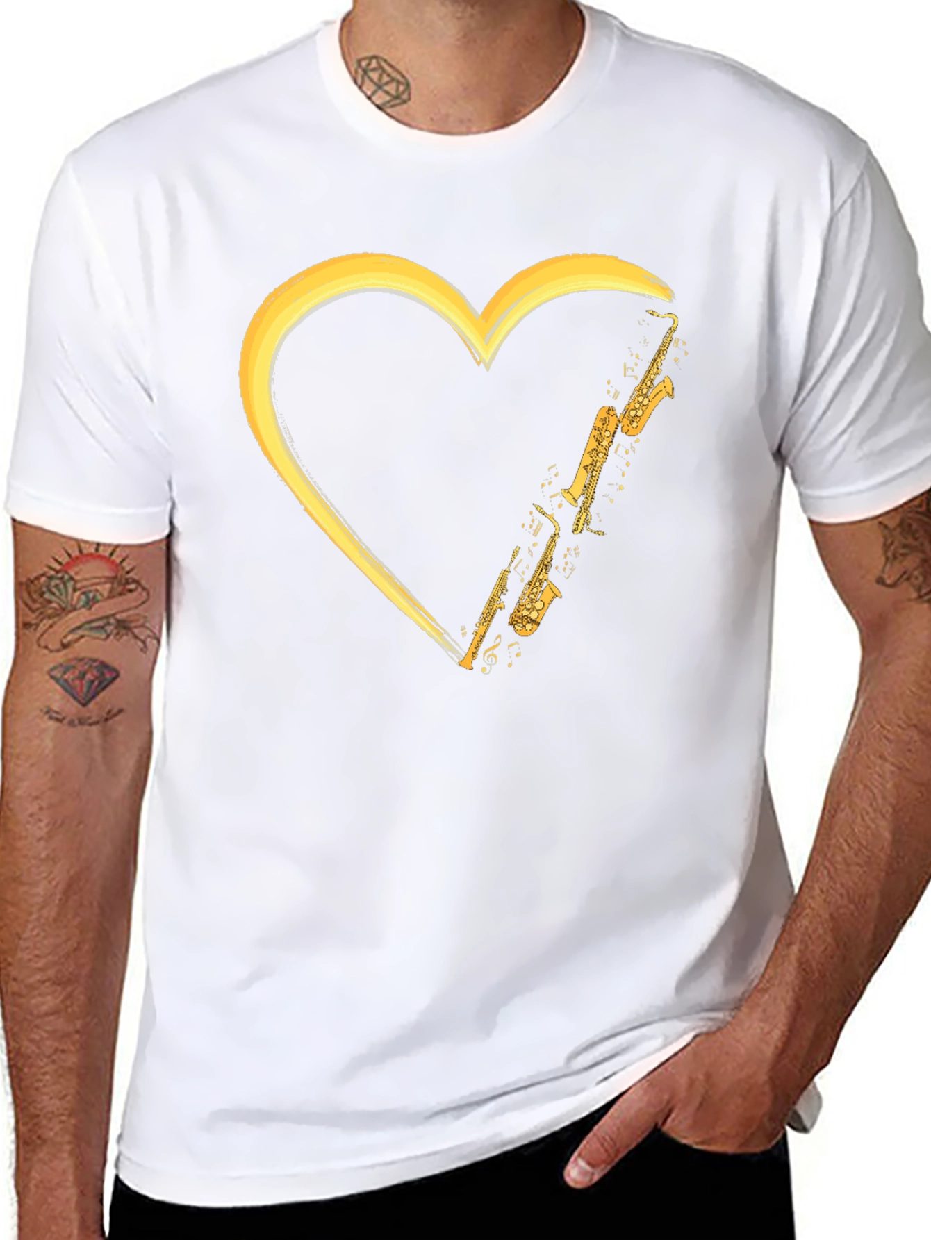Saxophone Heart Graphic Tee - Musicians Love