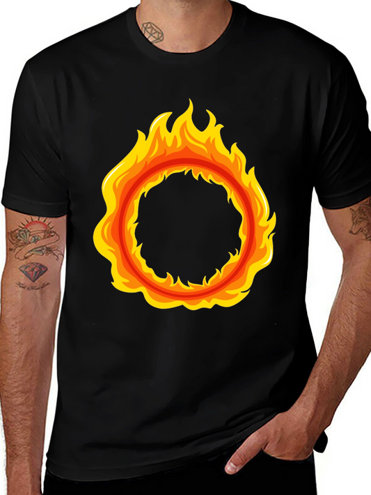 Flaming Ring Graphic Black T-Shirt