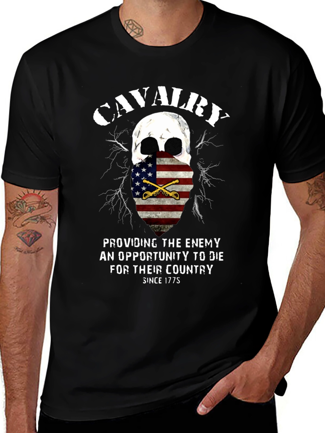 Cavalry Skull Graphic Tee - Patriotic American Pride T-Shirt
