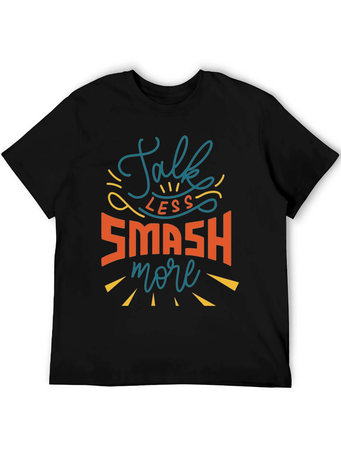 Talk Less Smash More Black Graphic Tee