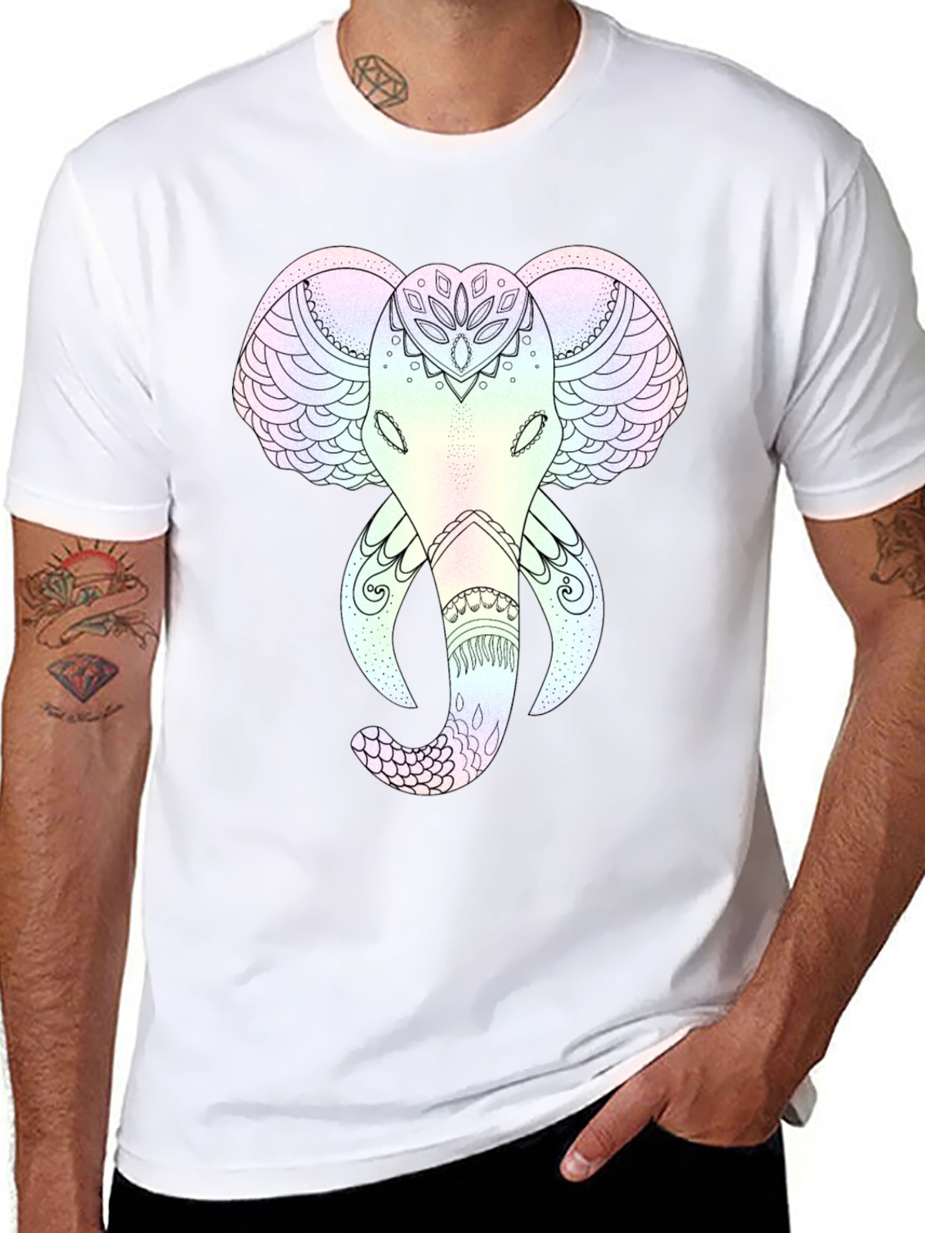 Elephant Mandala Graphic Tee - Stylish and Unique