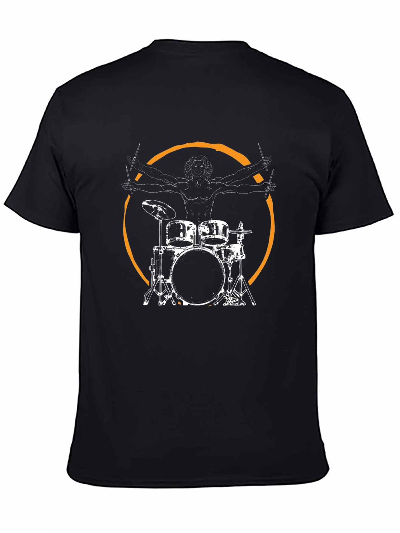 Drummer Vitruvian Man Black T-Shirt
