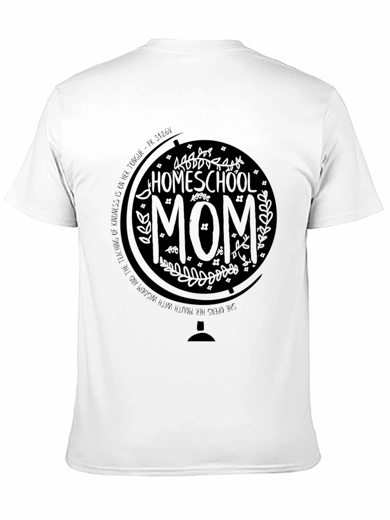 Homeschool Mom T-Shirt Globe Design Black