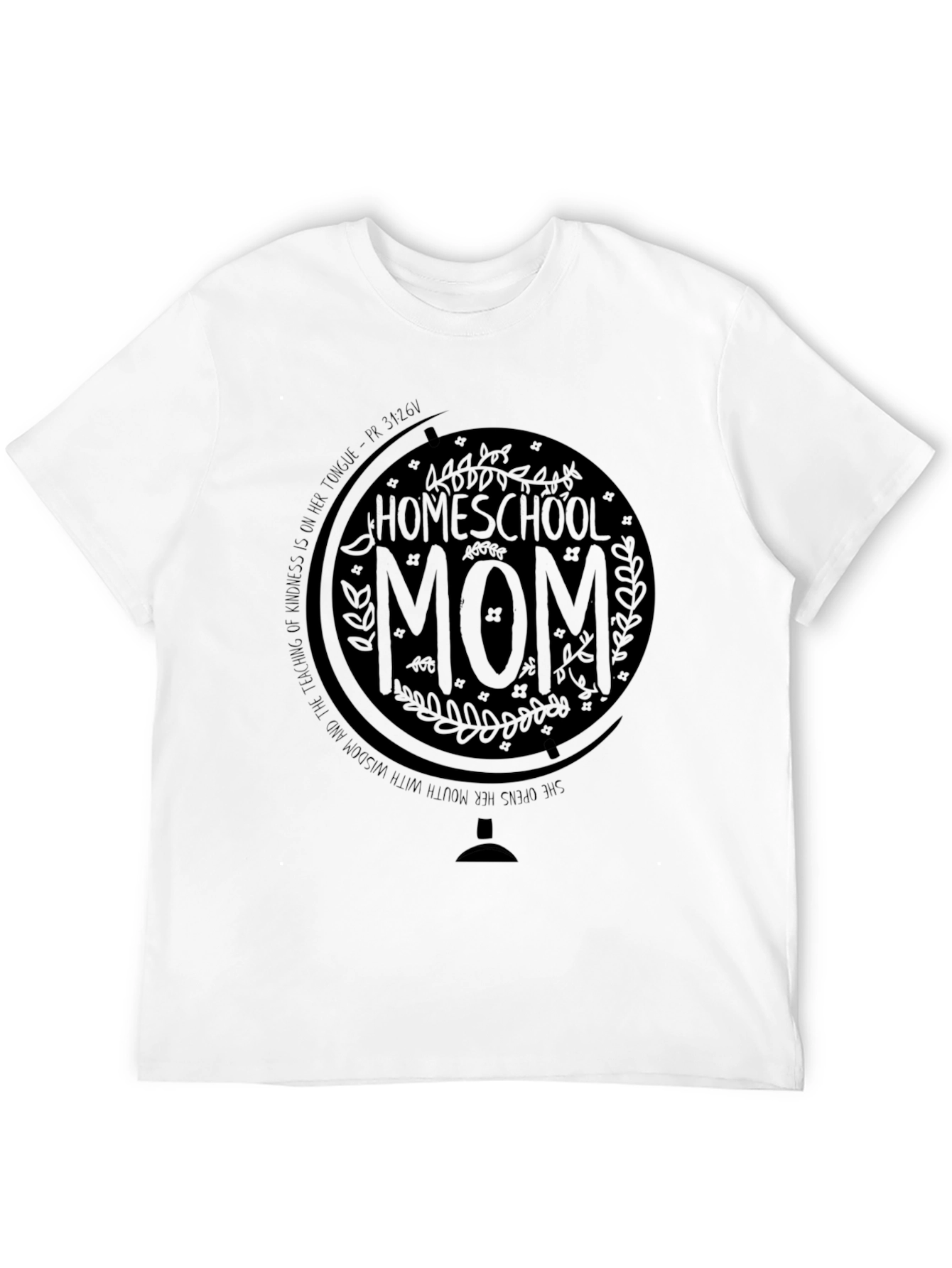 Homeschool Mom T-Shirt Globe Design Black