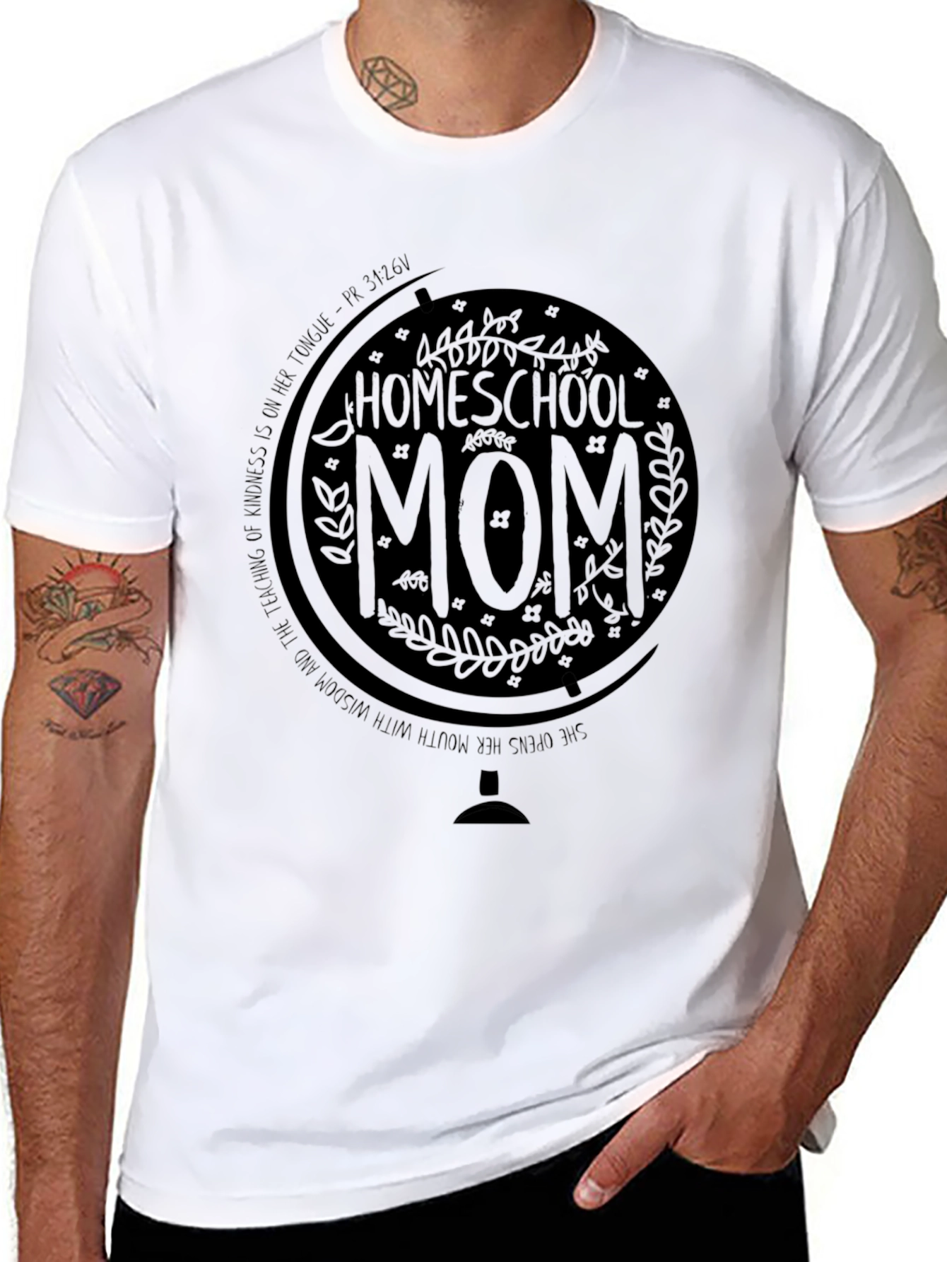 Homeschool Mom T-Shirt Globe Design Black