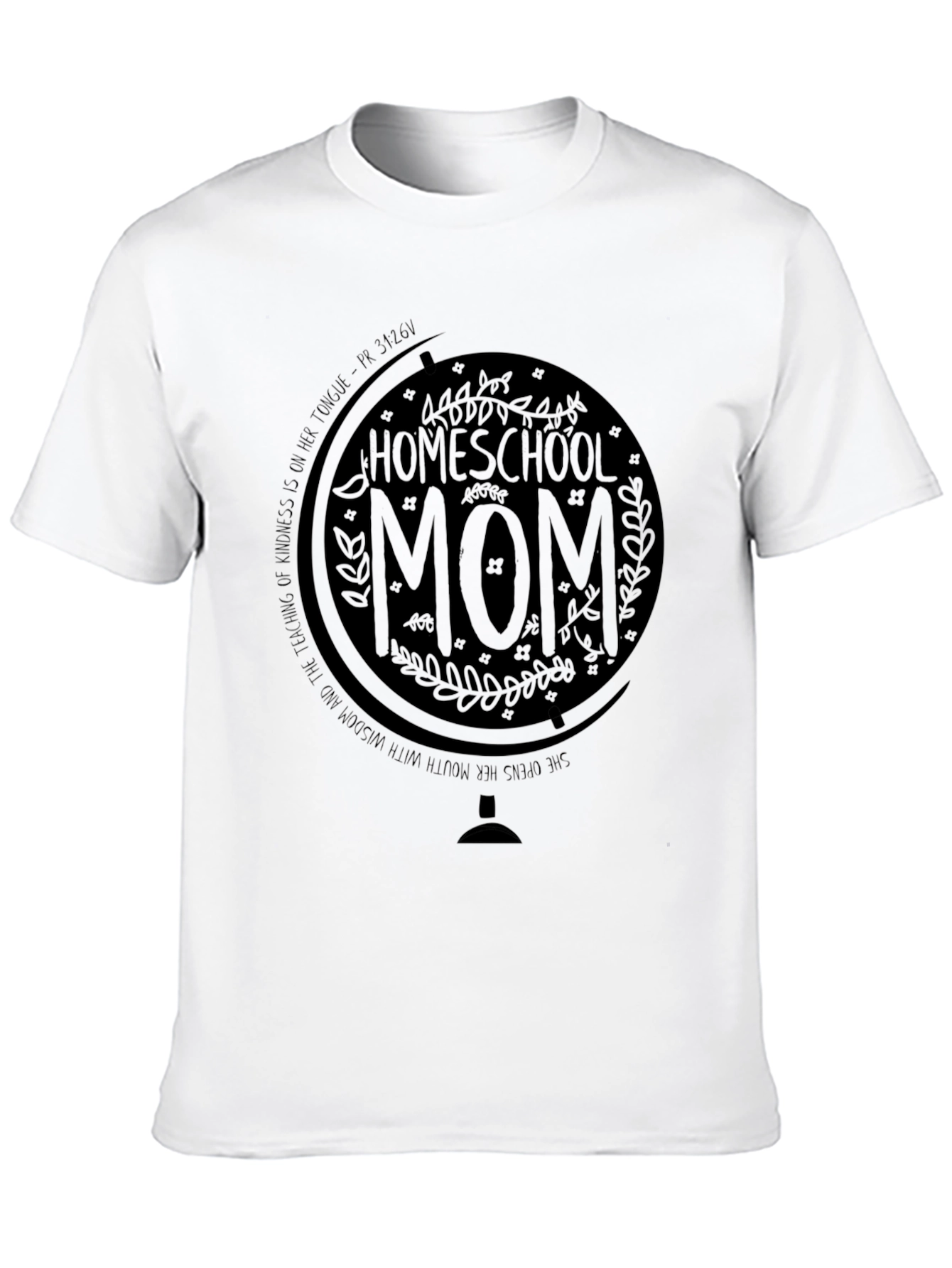 Homeschool Mom T-Shirt Globe Design Black