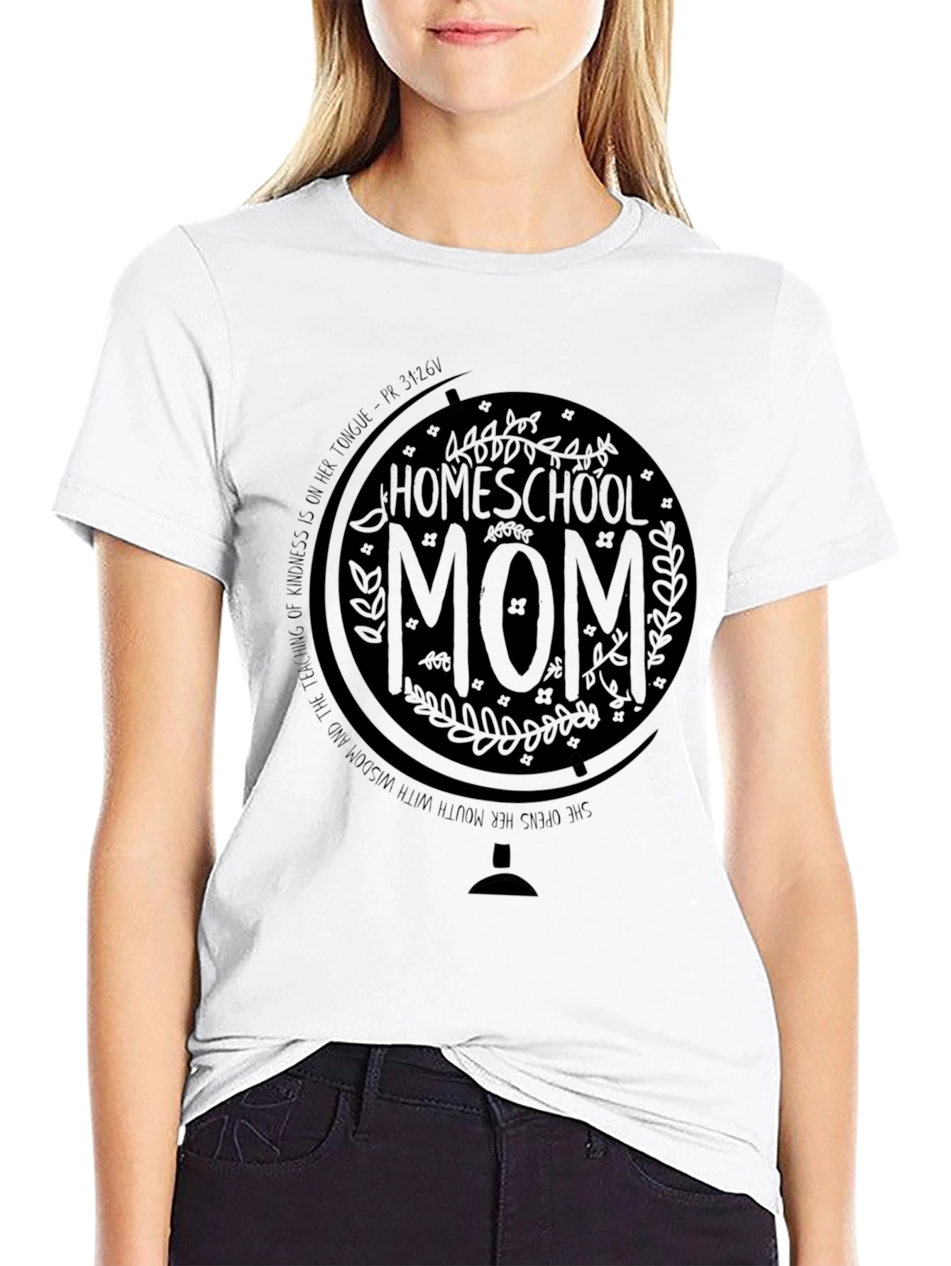 Homeschool Mom T-Shirt Globe Design Black